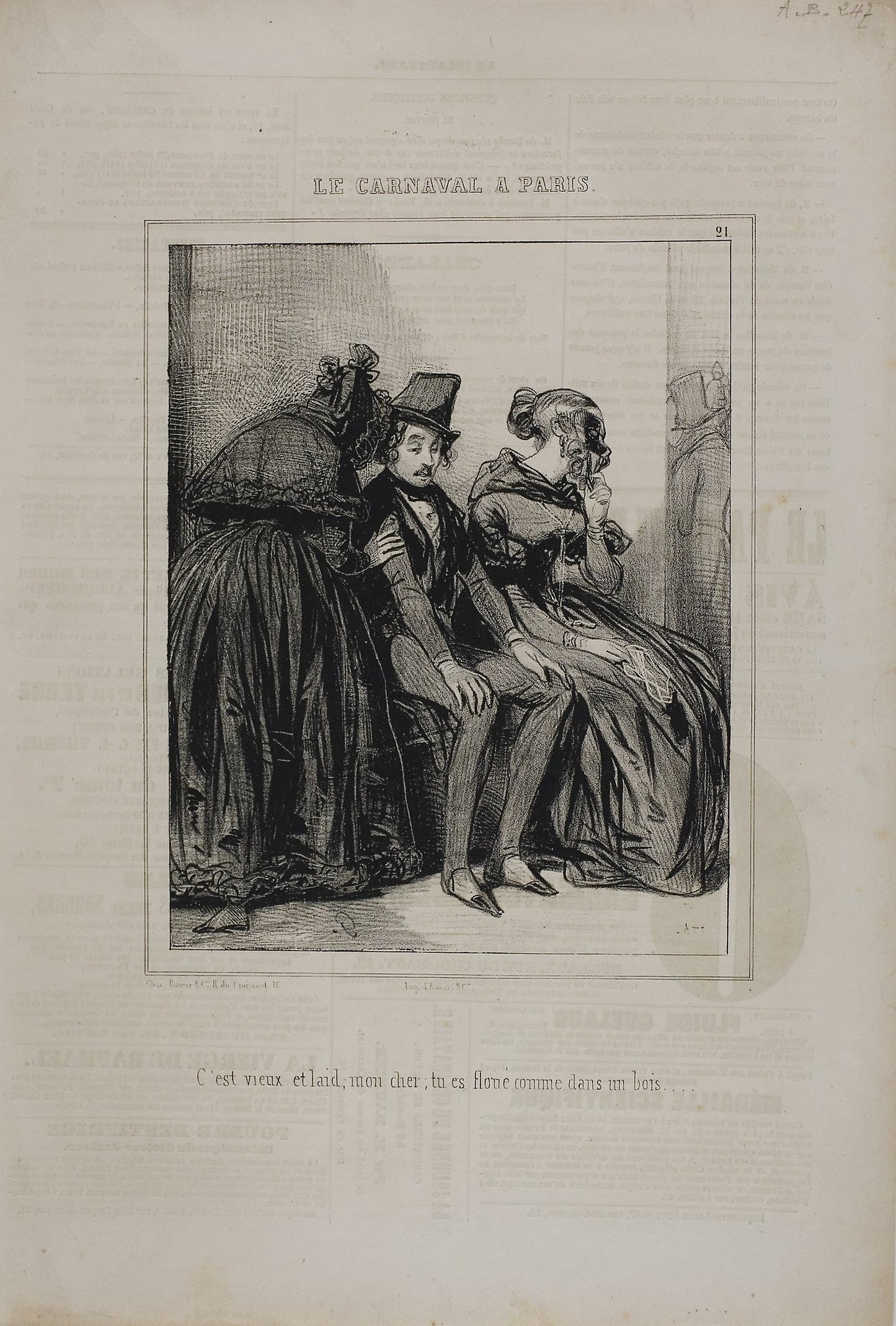 It is Old and Ugly..., from Le Carnaval à Paris -  Paul Gavarni,  Poster Print Wall Art