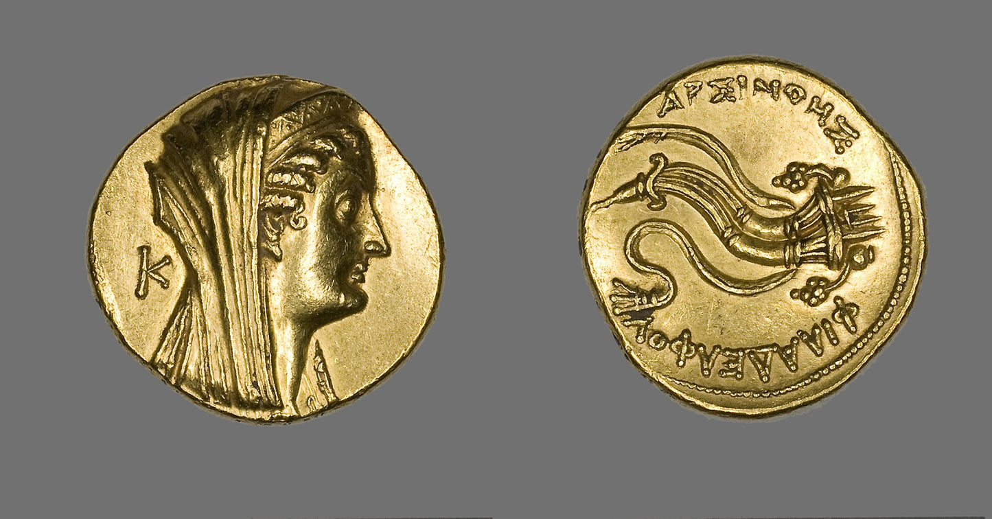 Octodrachm (Coin) Portraying Arsinoe II -  Reign of Arsinoe II, Queen of Egypt, 276–270 BC,  Poster Print Wall Art