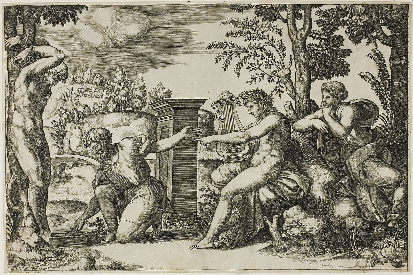Apollo and Marsyas -  Master of the Die (Italian, active c. 1530-1560),  Poster Print Wall Art