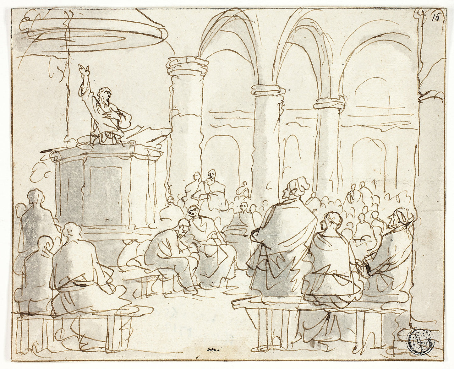 Man Preaching to Congregation -  Jan Luyken,  Poster Print Wall Art