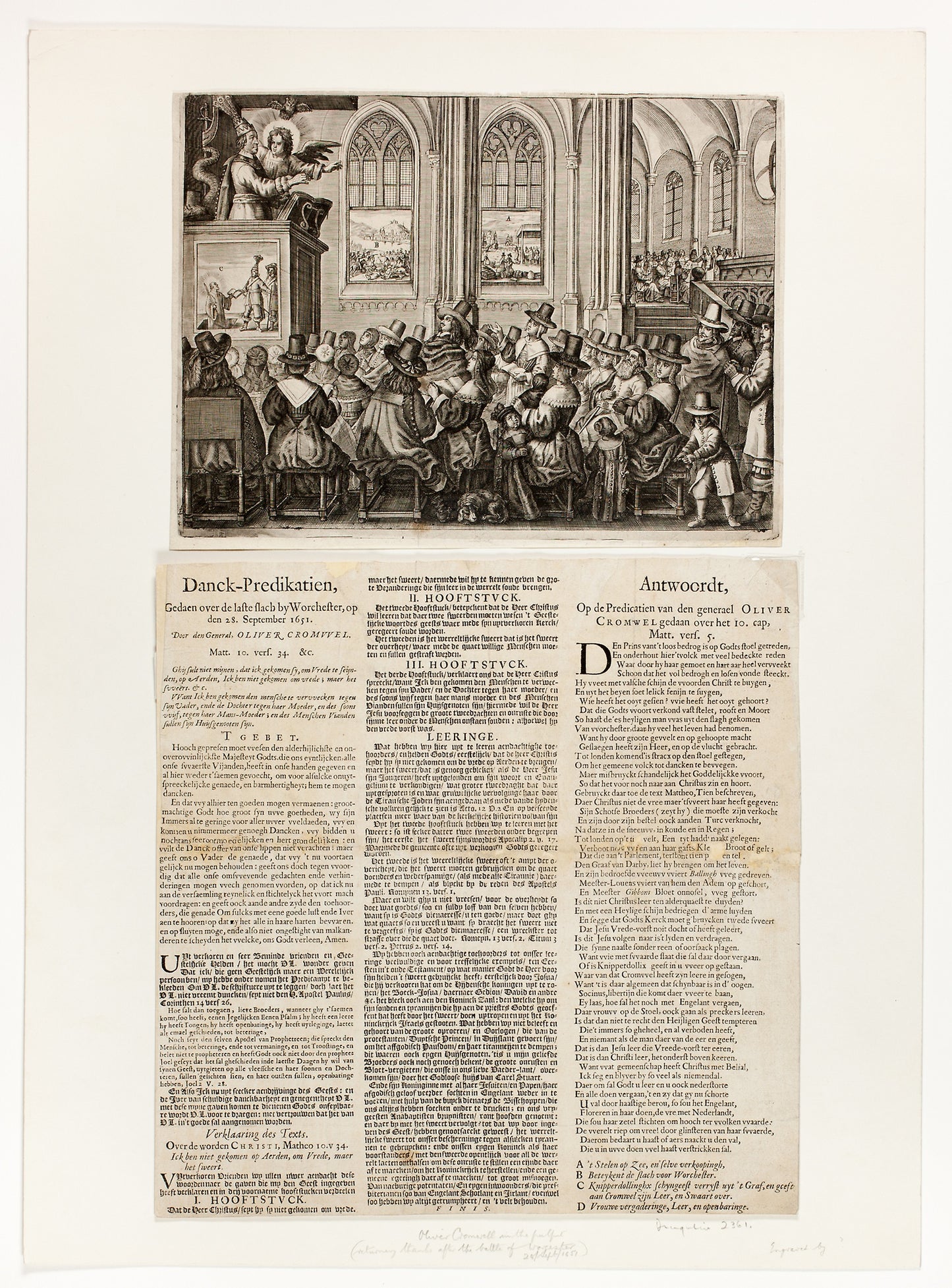 Danck-Predikatien, Gedaen over de laste slach -  Worcheseter, op den 18 September 1651 -  Unknown Artist,  Poster Print Wall Art
