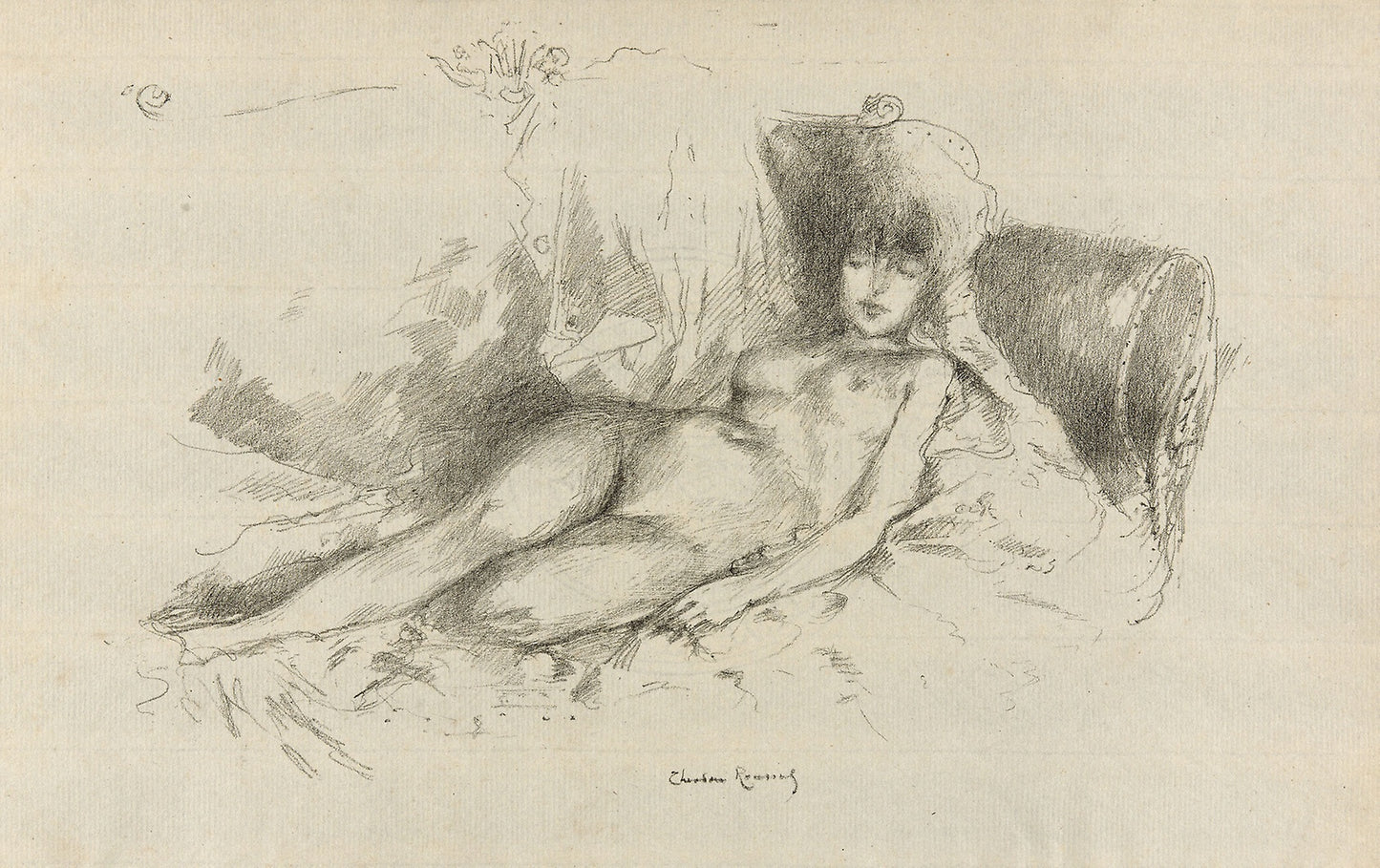 Study from the Nude, Woman Asleep -  Theodore Roussel,  Poster Print Wall Art