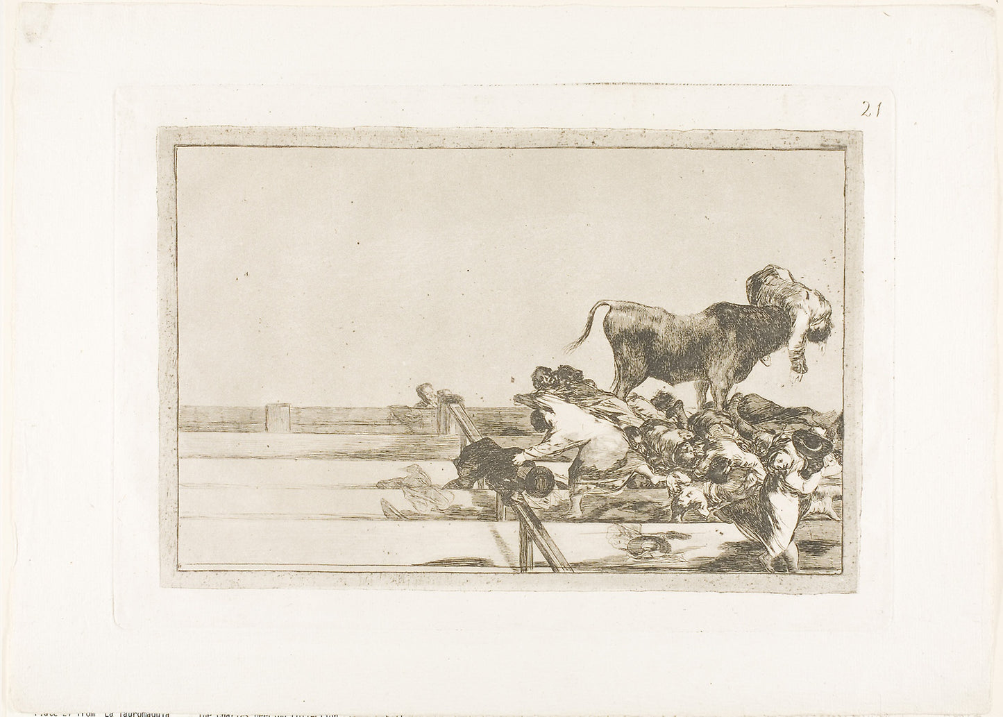 Dreadful events in the front rows of the ring at Madrid, and death of the mayor of Torrejón, plate 21 from The Art of Bullfighting -  Francisco José de Goya y Lucientes,  Poster Print Wall Art