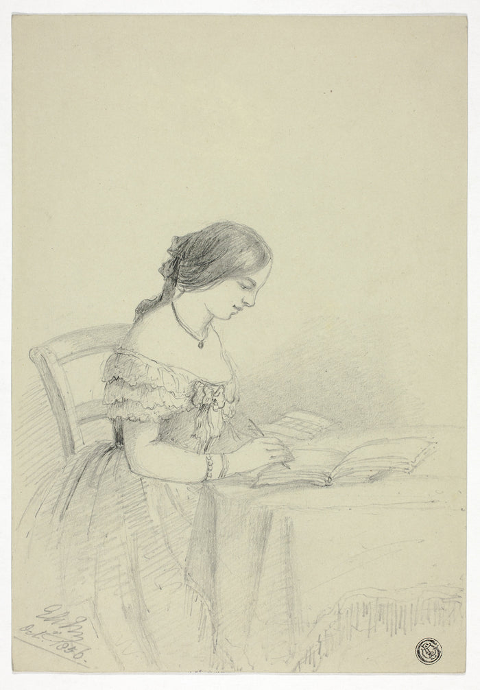 Woman Watercoloring (possibly a Self Portrait): Elizabeth Murray,16x12
