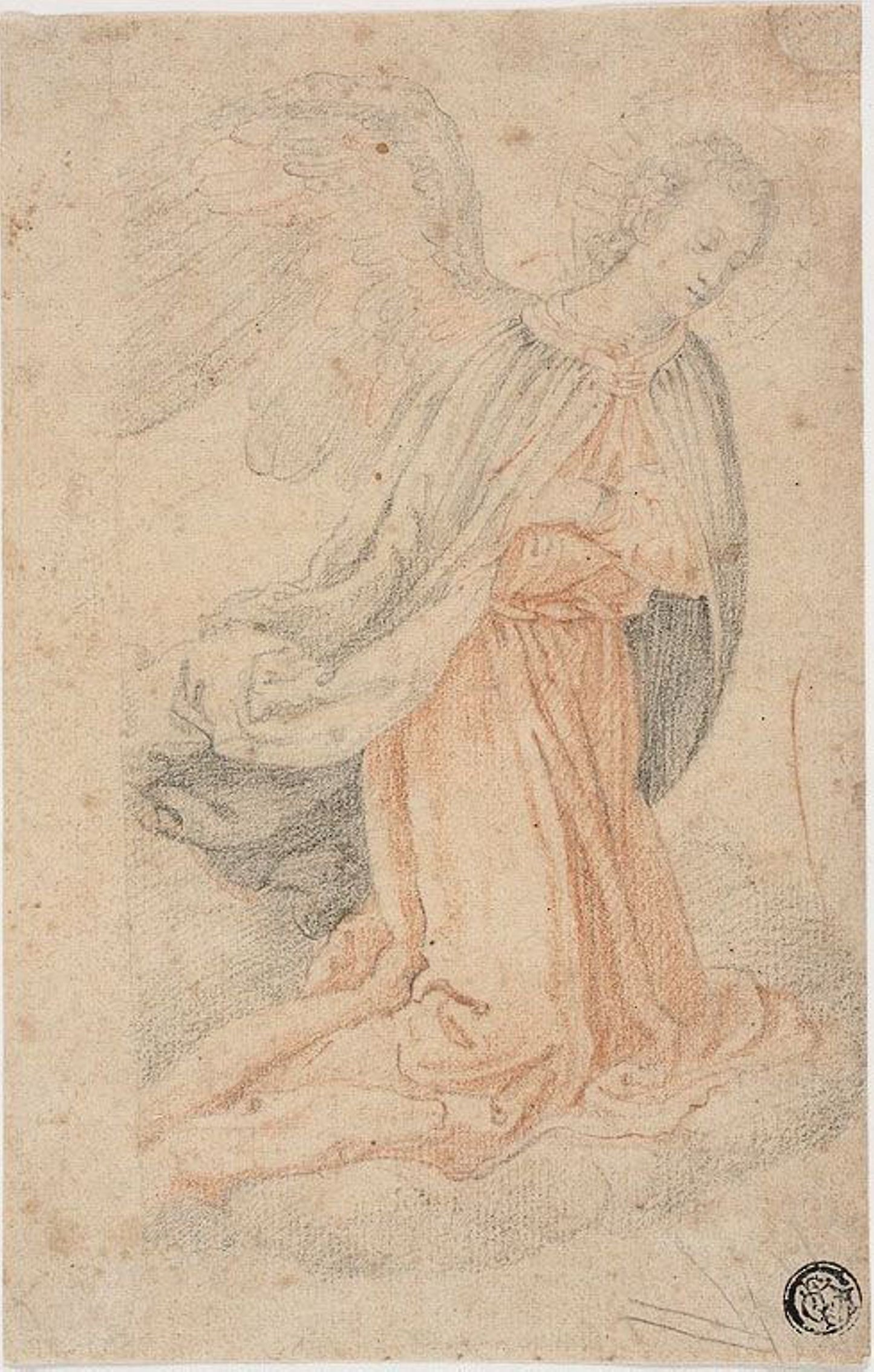 Kneeling Angel -  Attributed to Federico Zuccaro,  Poster Print Wall Art