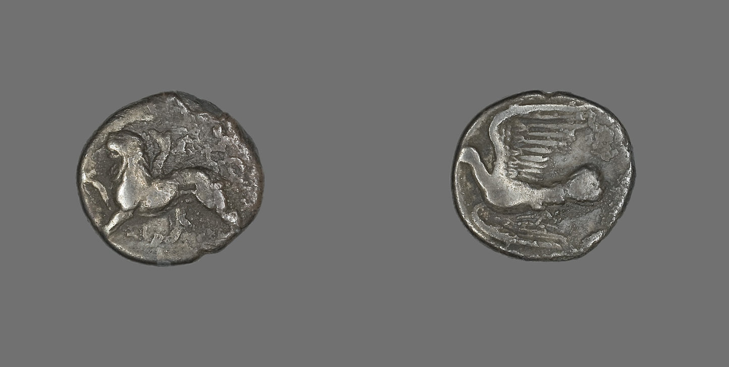 Hemidrachm (Coin) Depicting a Chimaera -  Greek, minted in Sikyon,  Poster Print Wall Art