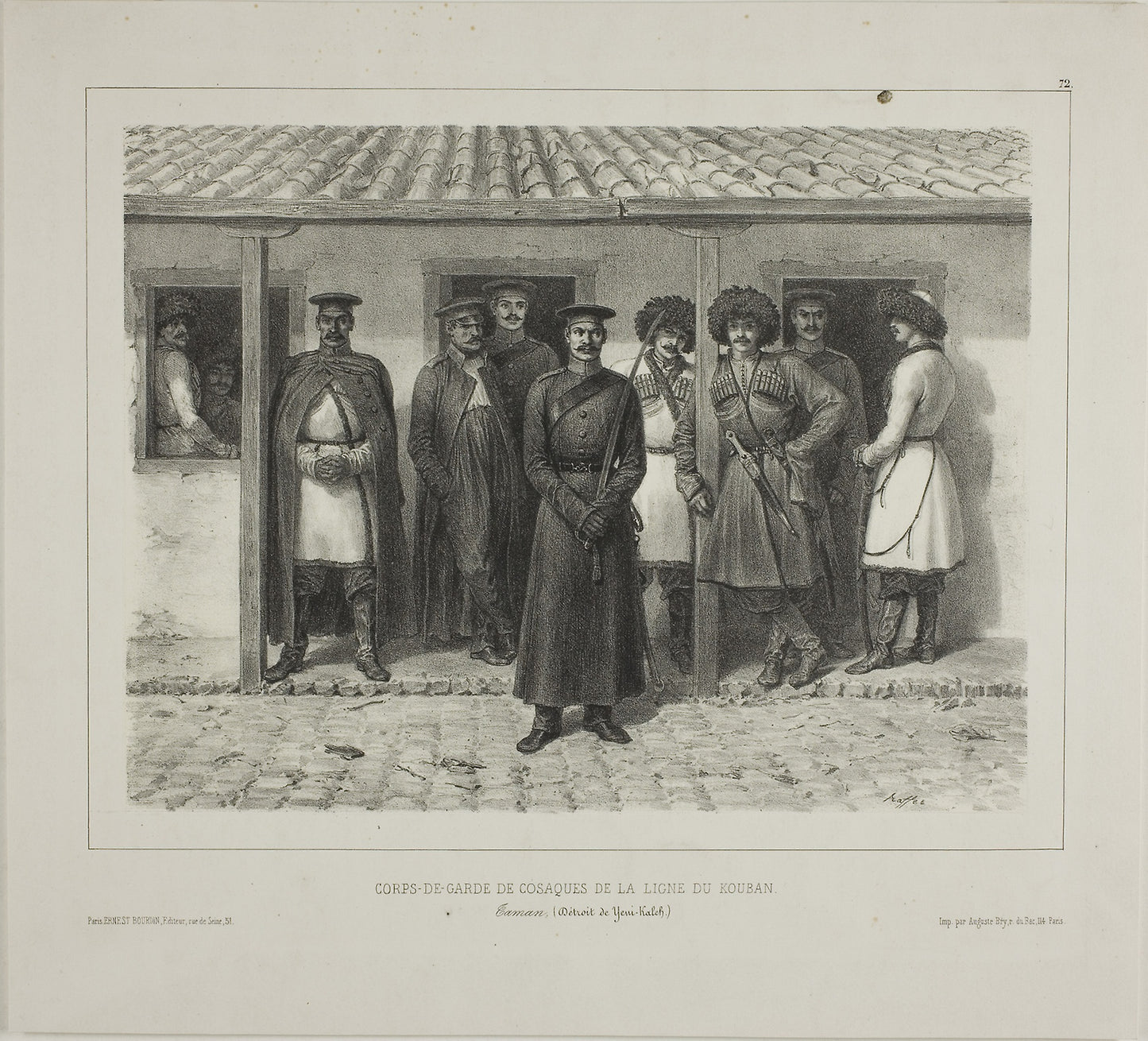 Cossack Bodyguards of the Line, Kuban, Taman, Détroit de Yéni-Kaleb, October 9, 1837 -  Denis Auguste Marie Raffet (French, 1804-1860),  Poster Print Wall Art