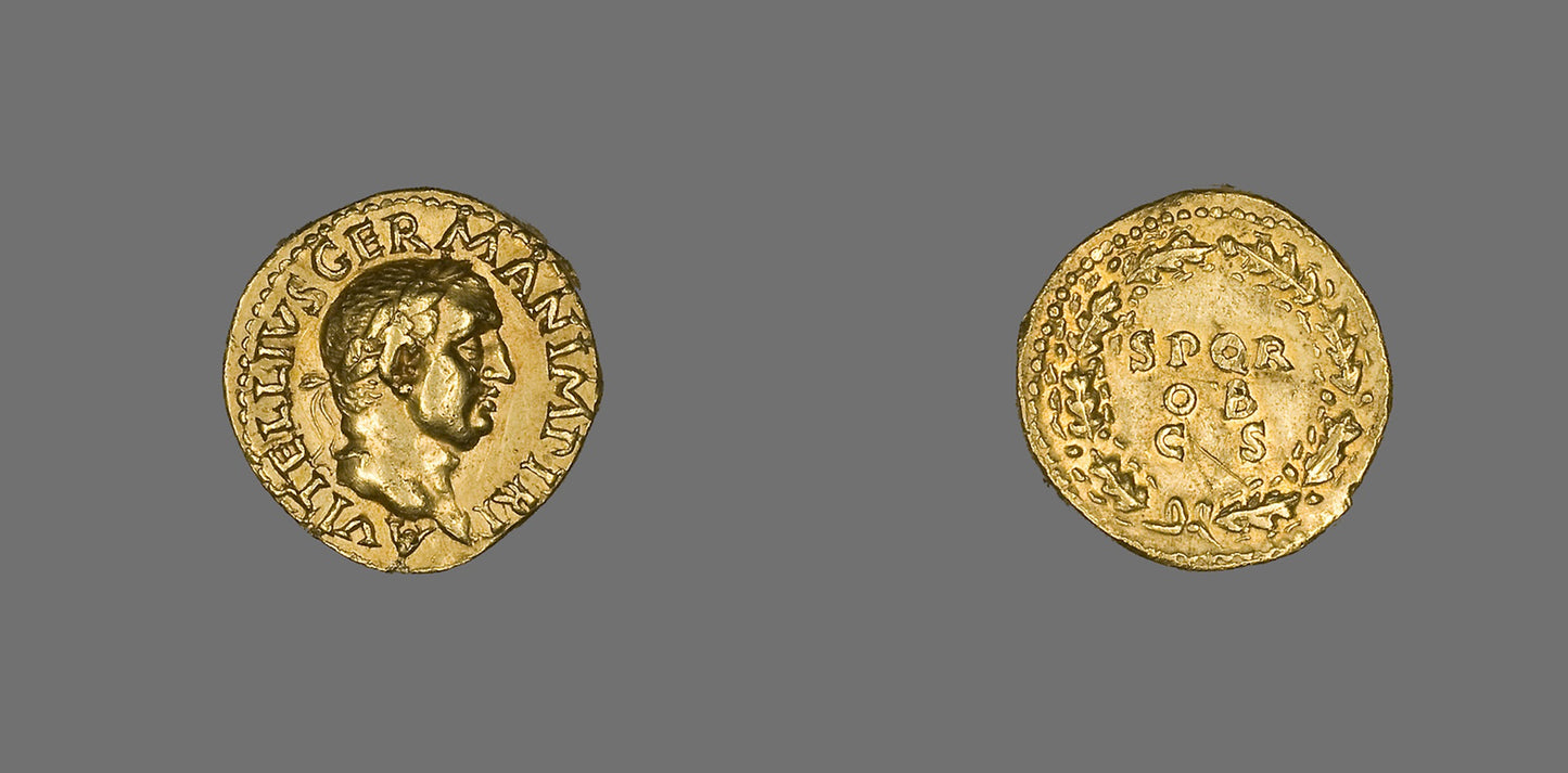 Aureus (Coin) Portraying Emperor Vitellius -  Roman,  Poster Print Wall Art
