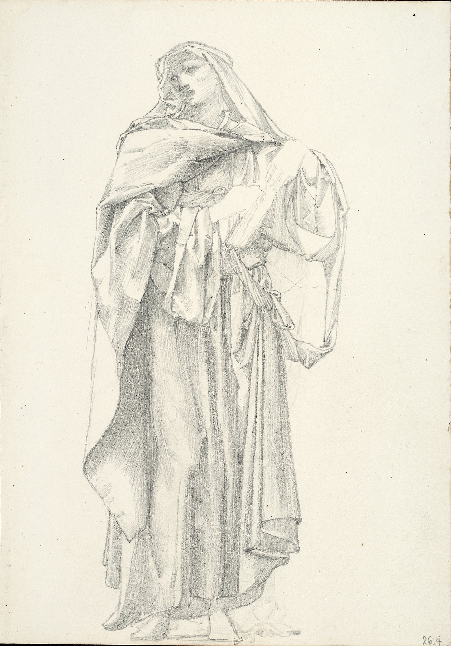 Draped Male Figure (sketchbook #2614) -  Sir Edward Burne-Jones,  Poster Print Wall Art
