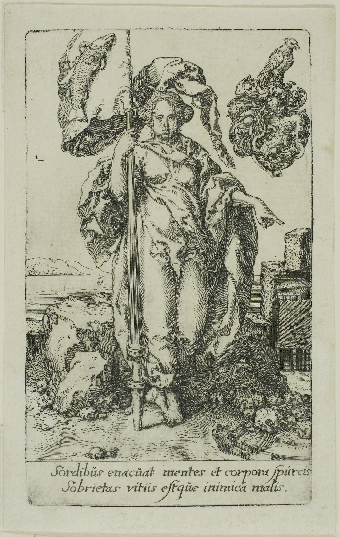 Temperance, from the Virtues -  Heinrich Aldegrever,  Poster Print Wall Art