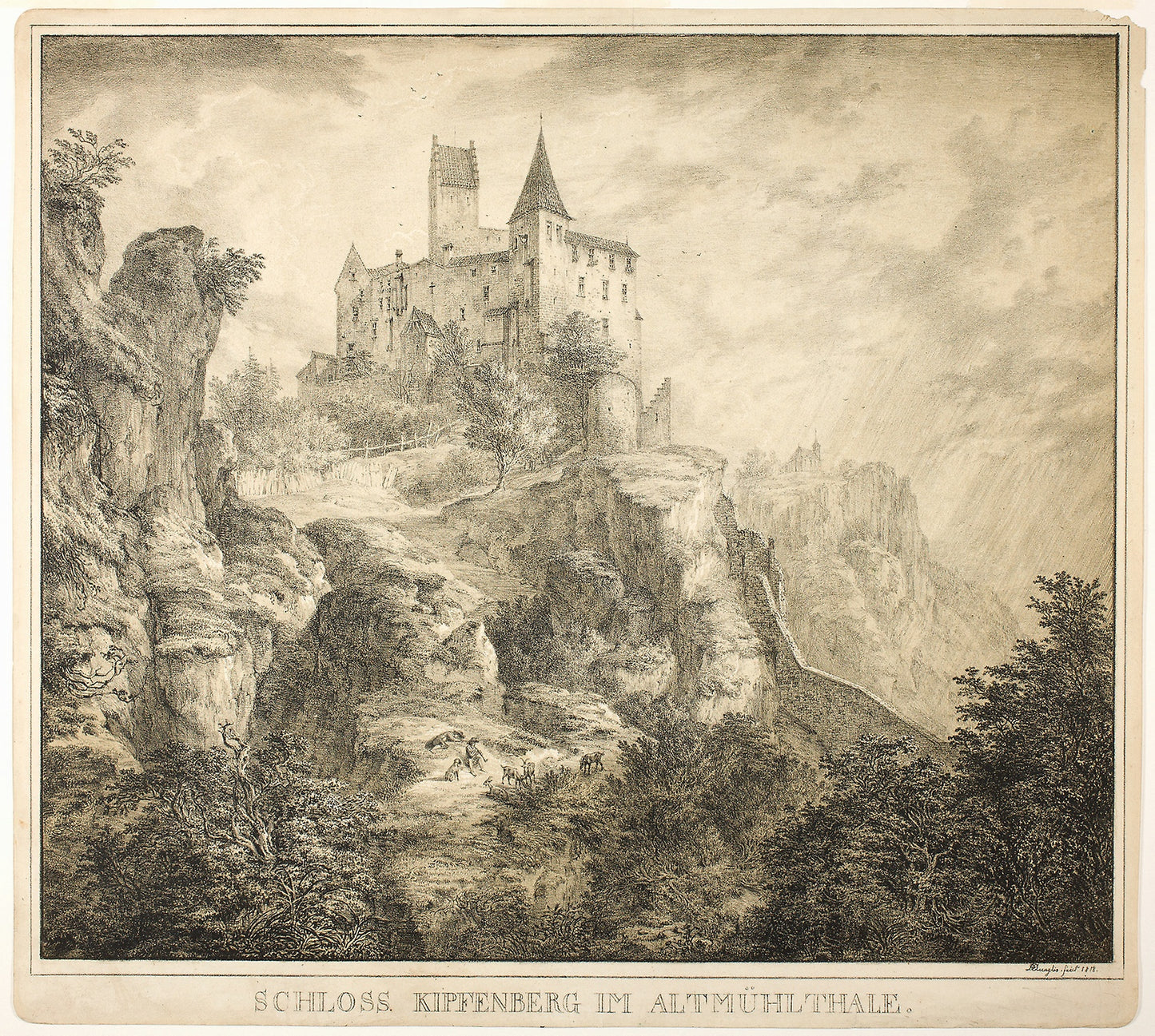 Kipfenberg Castle in the Valley of Altmühl -  Domenico Quaglio II,  Poster Print Wall Art
