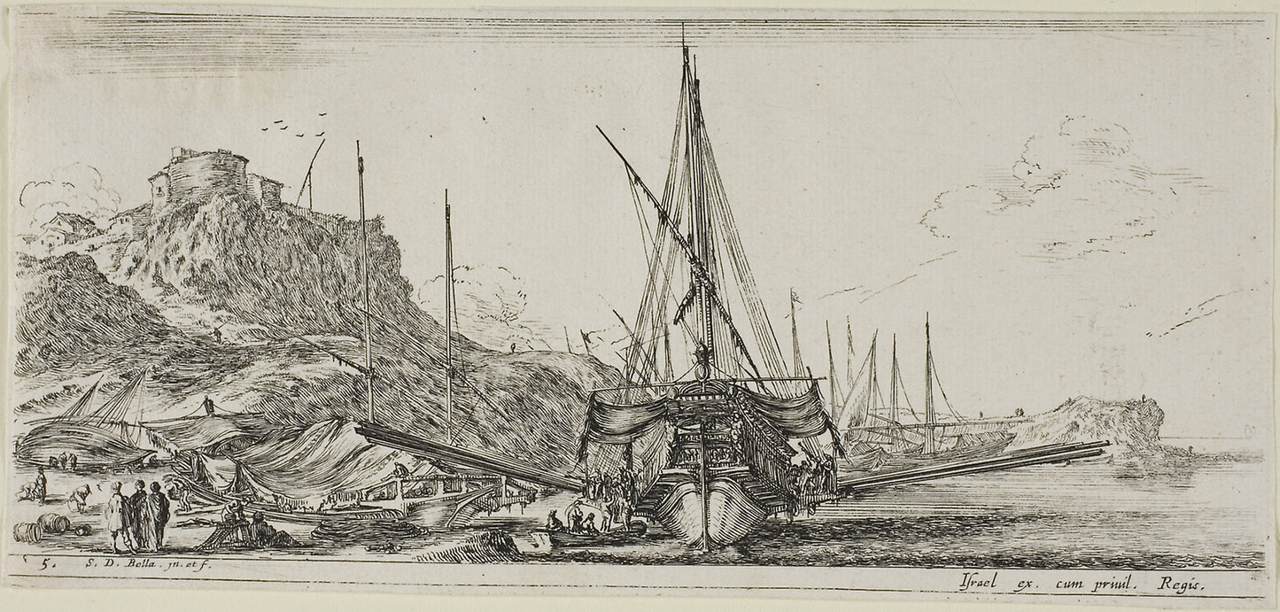 Plate Five from Various Embarkments -  Stefano della Bella,  Poster Print Wall Art