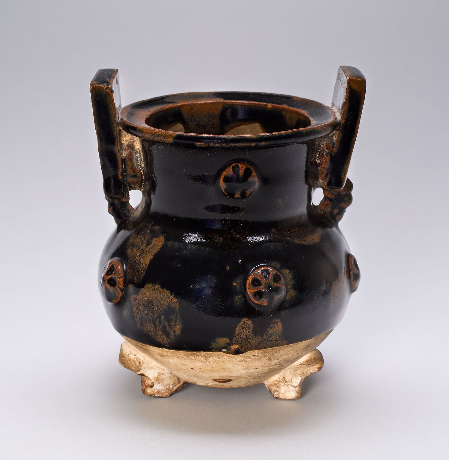 Tripod Vessel with Squared Handles, Wheel Patterns at Neck -  China,  Poster Print Wall Art