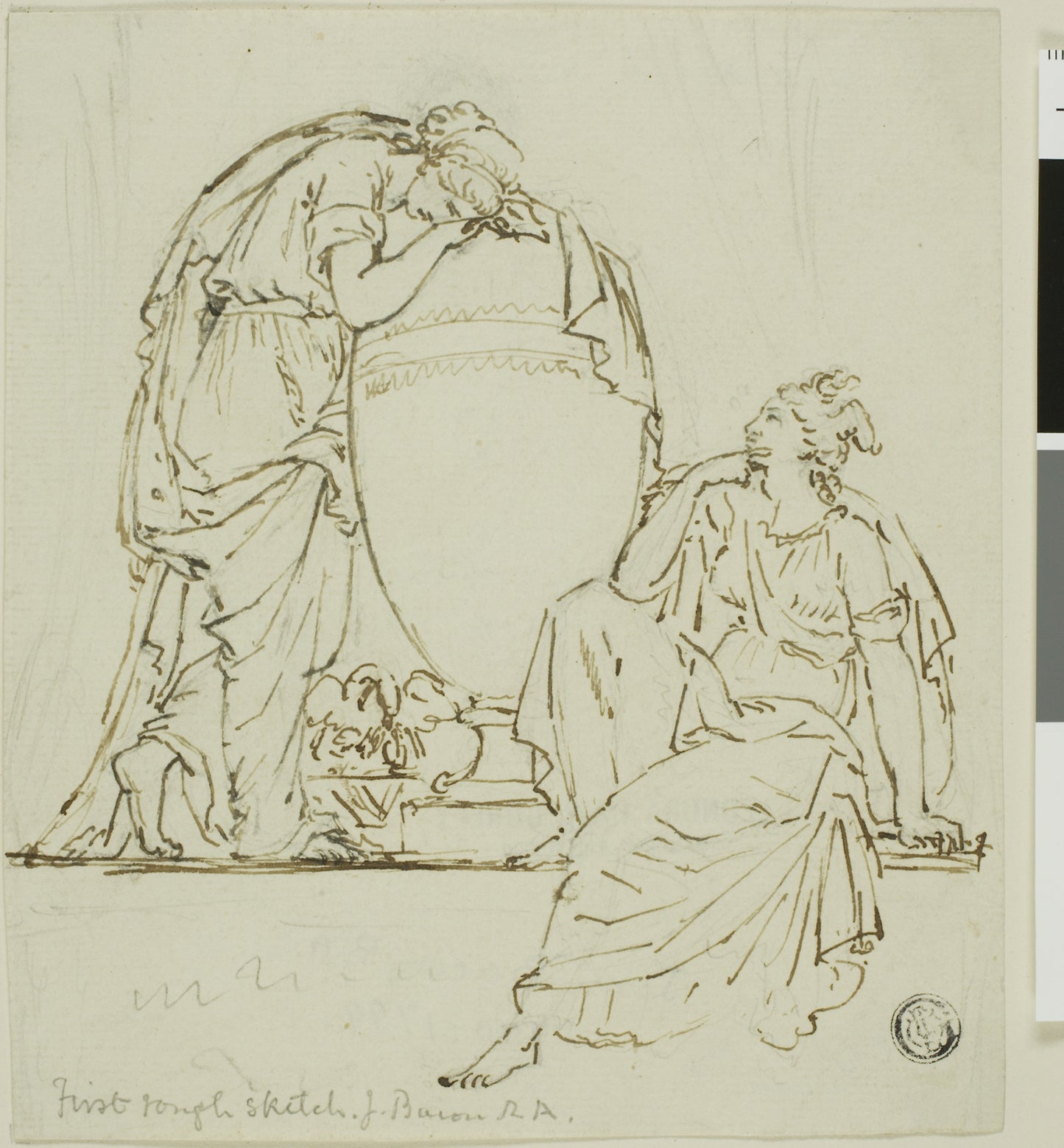 Sketch for a Funeral Monument -  John Bacon, the elder,  Poster Print Wall Art