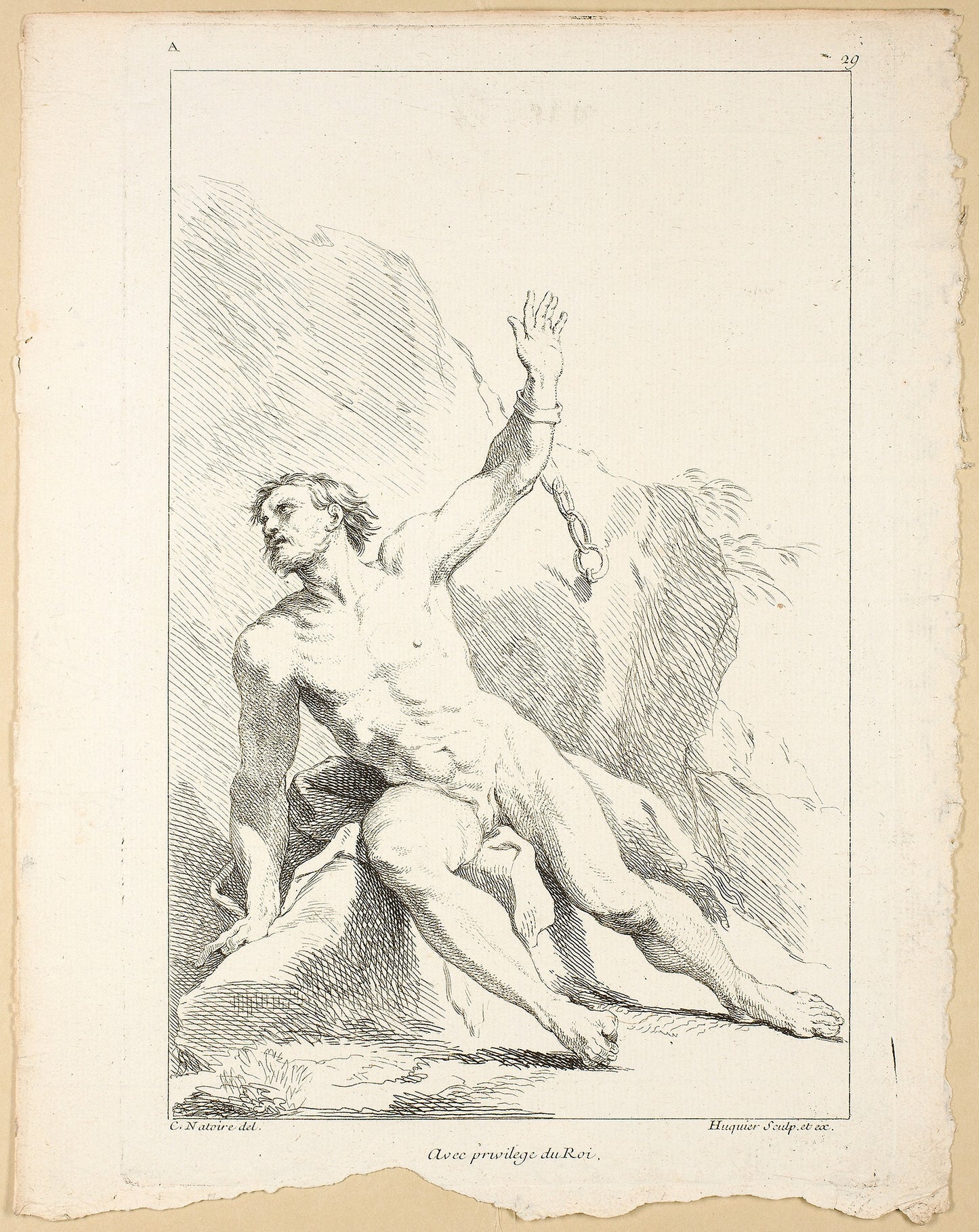Figure, from Premier livre de figures d’Academies gravées en Partie par les Professeurs de l’ Académie Royale -  Gabriel Huquier (French, 1695-1772),  Poster Print Wall Art