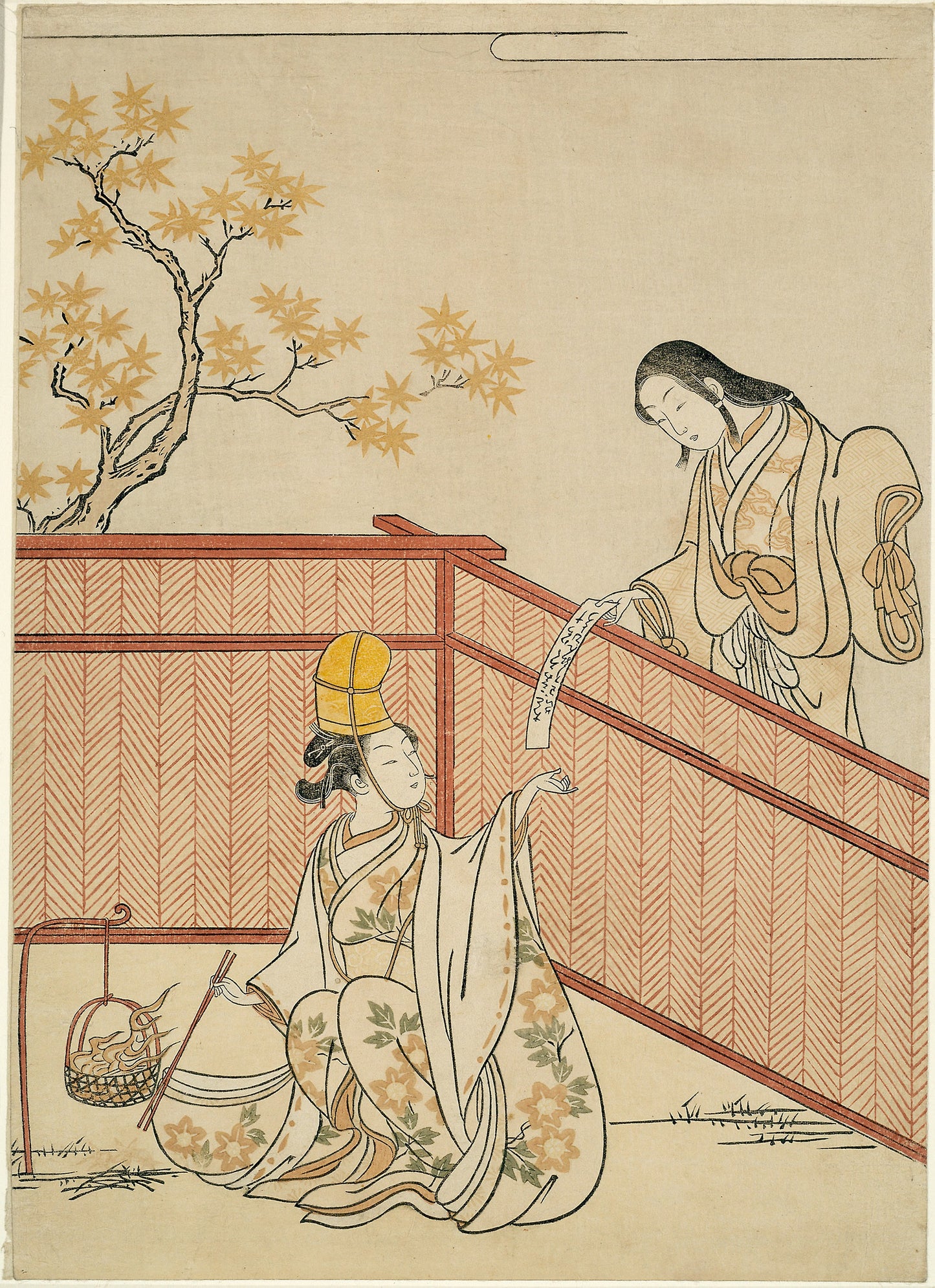 Burning Autumn Maple Leaves -  Suzuki Harunobu ?? ??,  Poster Print Wall Art