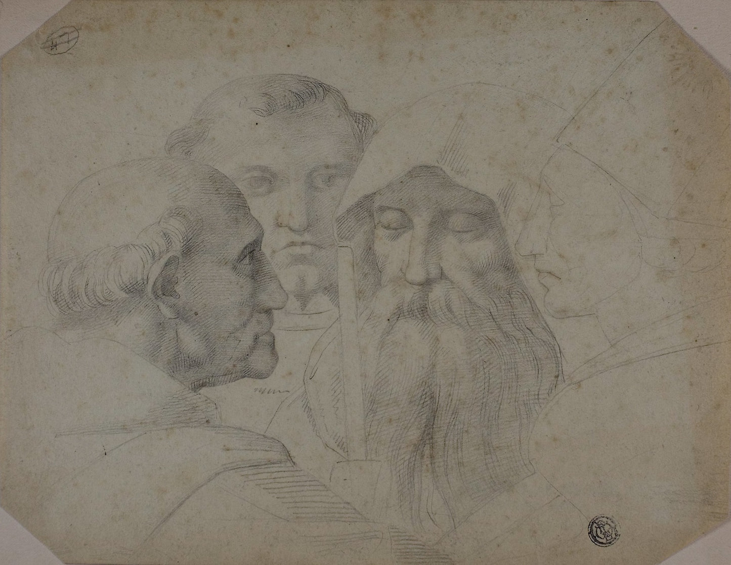 Four Men in Conversation -  After Raffaello Sanzio, called Raphael,  Poster Print Wall Art