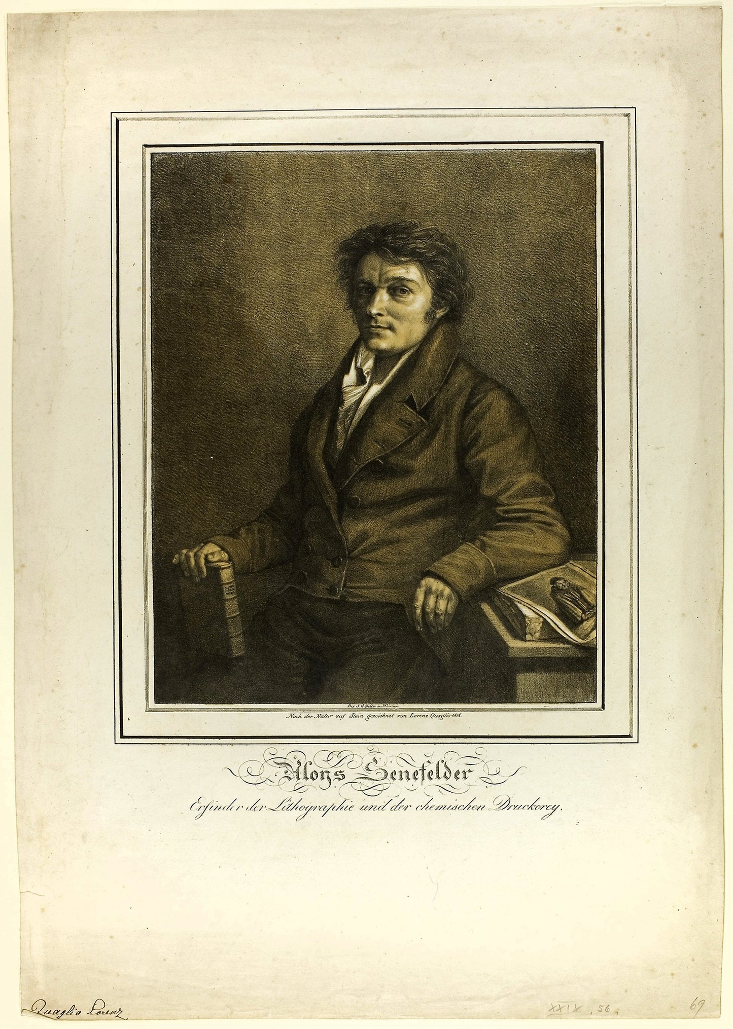 Portrait of Senefelder -  Lorenzo Quaglio,  Poster Print Wall Art