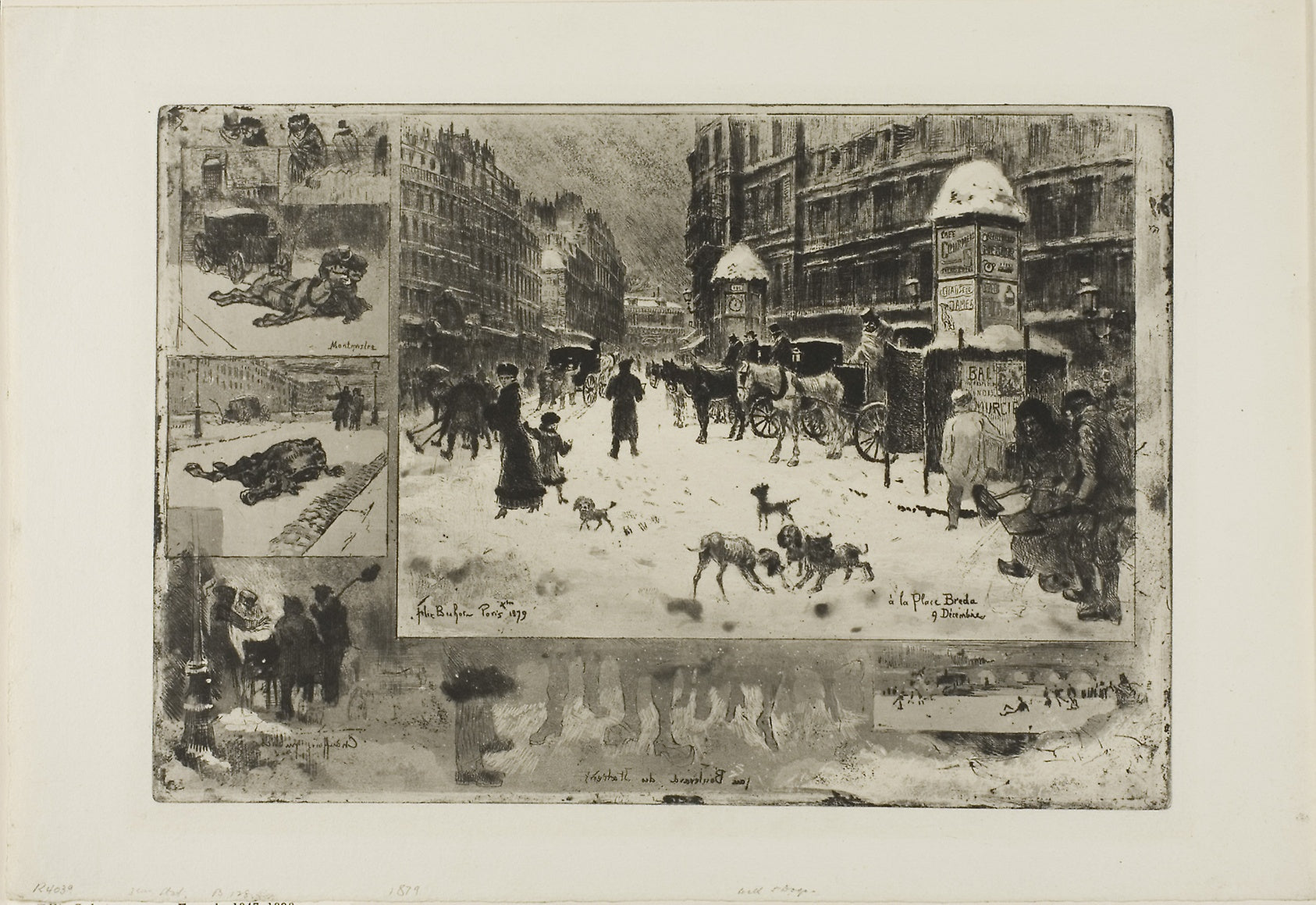 Winter in Paris: Félix Hilaire Buhot,16x12"(A3) Poster