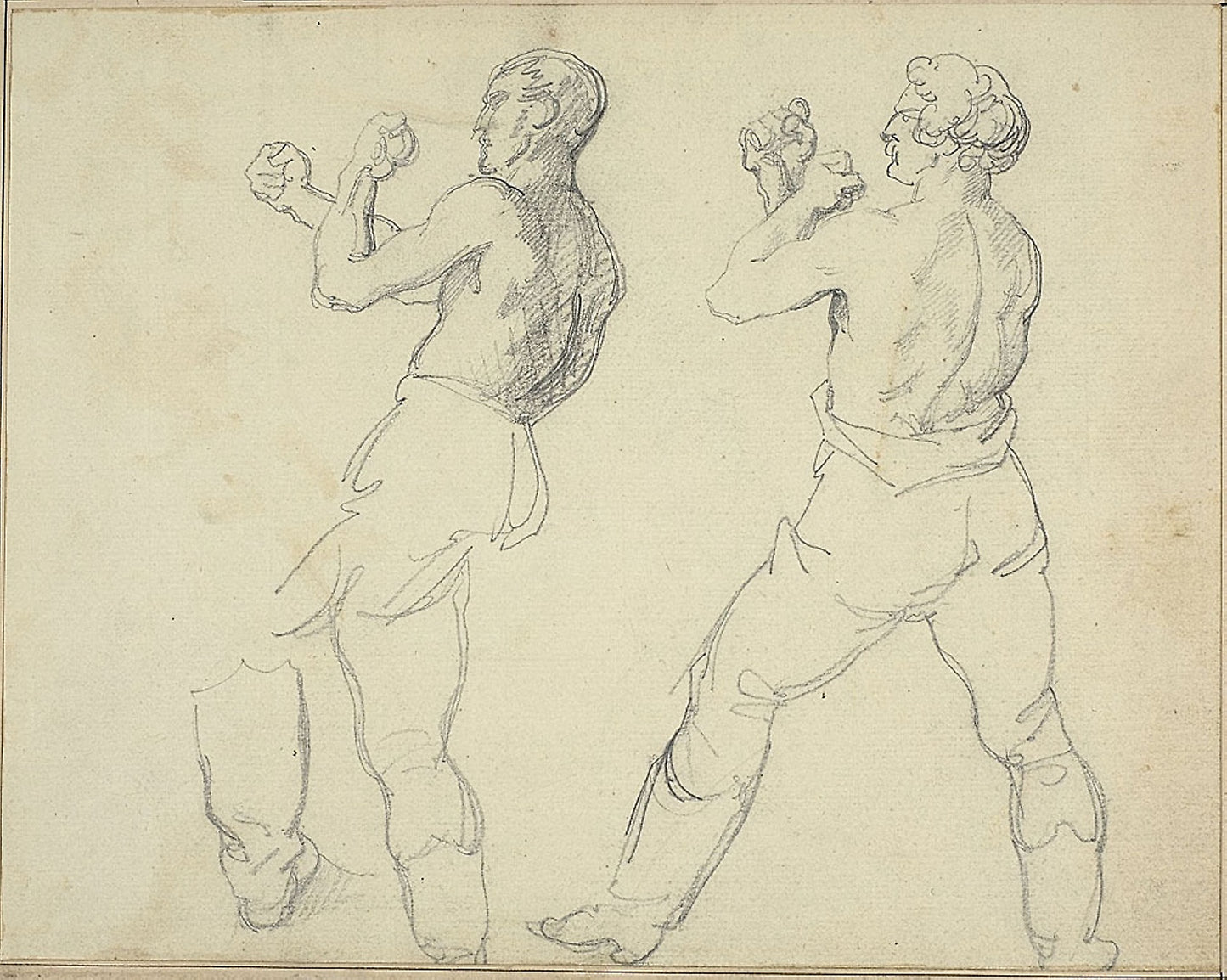 Two Boxers Facing Left -  Jean Louis André Théodore Géricault,  Poster Print Wall Art