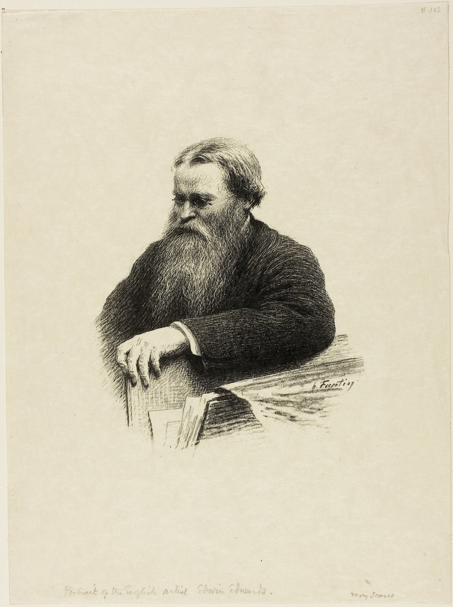Portrait of the Artist Edwin Edwards -  Henri Fantin-Latour,  Poster Print Wall Art