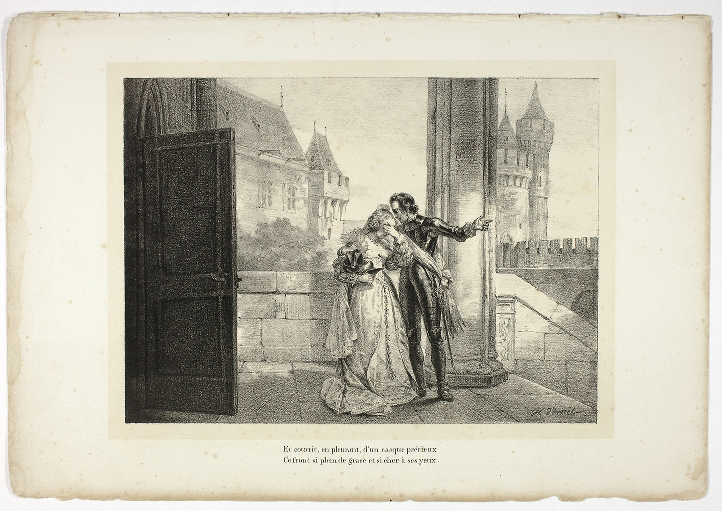 Et couvrit, en pleurant, d'un casque précieux... -  Horace Vernet (French, 1789-1863),  Poster Print Wall Art