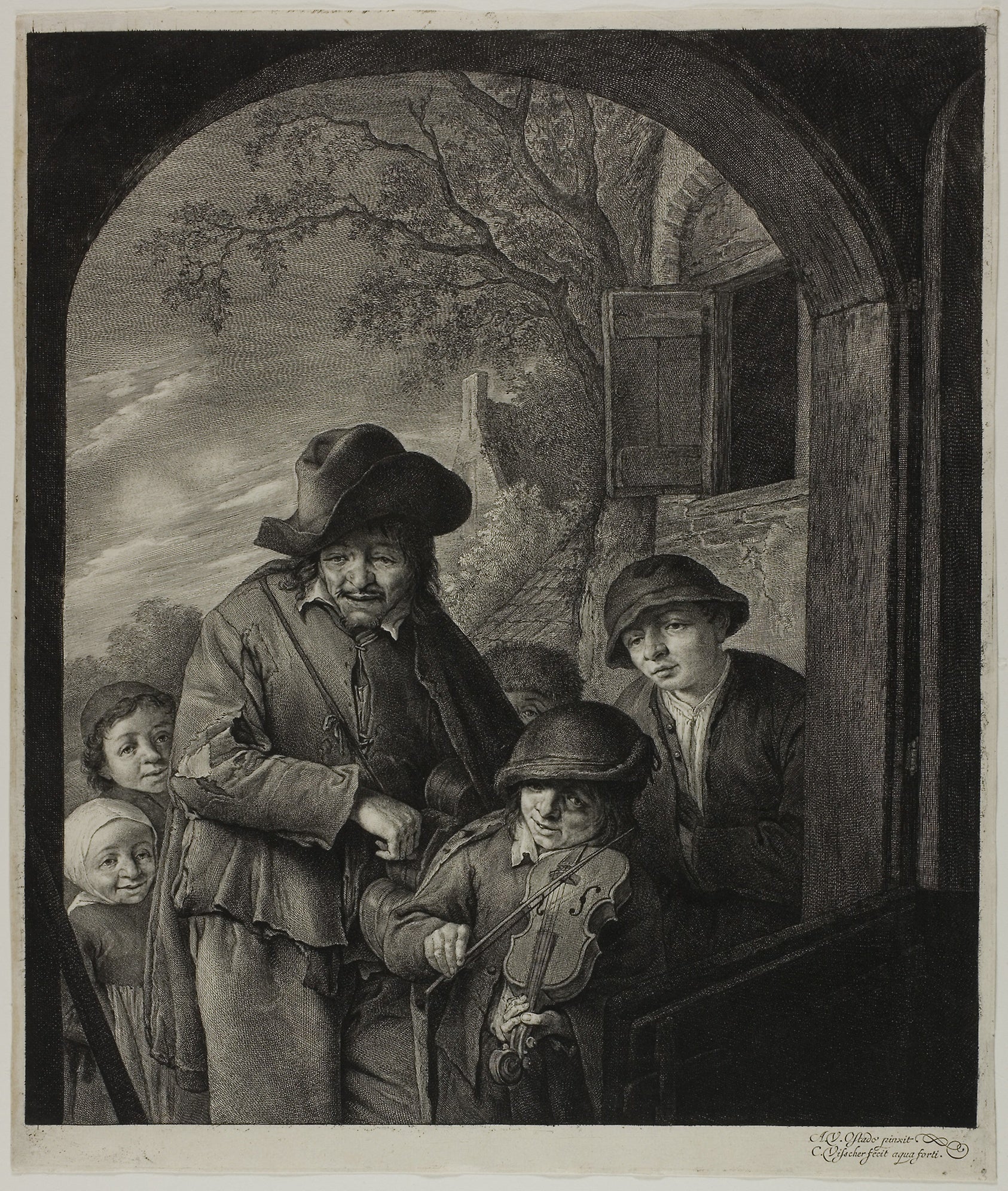 Village Musicians: Cornelis Visscher (Dutch, c. 1629-1658),16x12"(A3) Poster