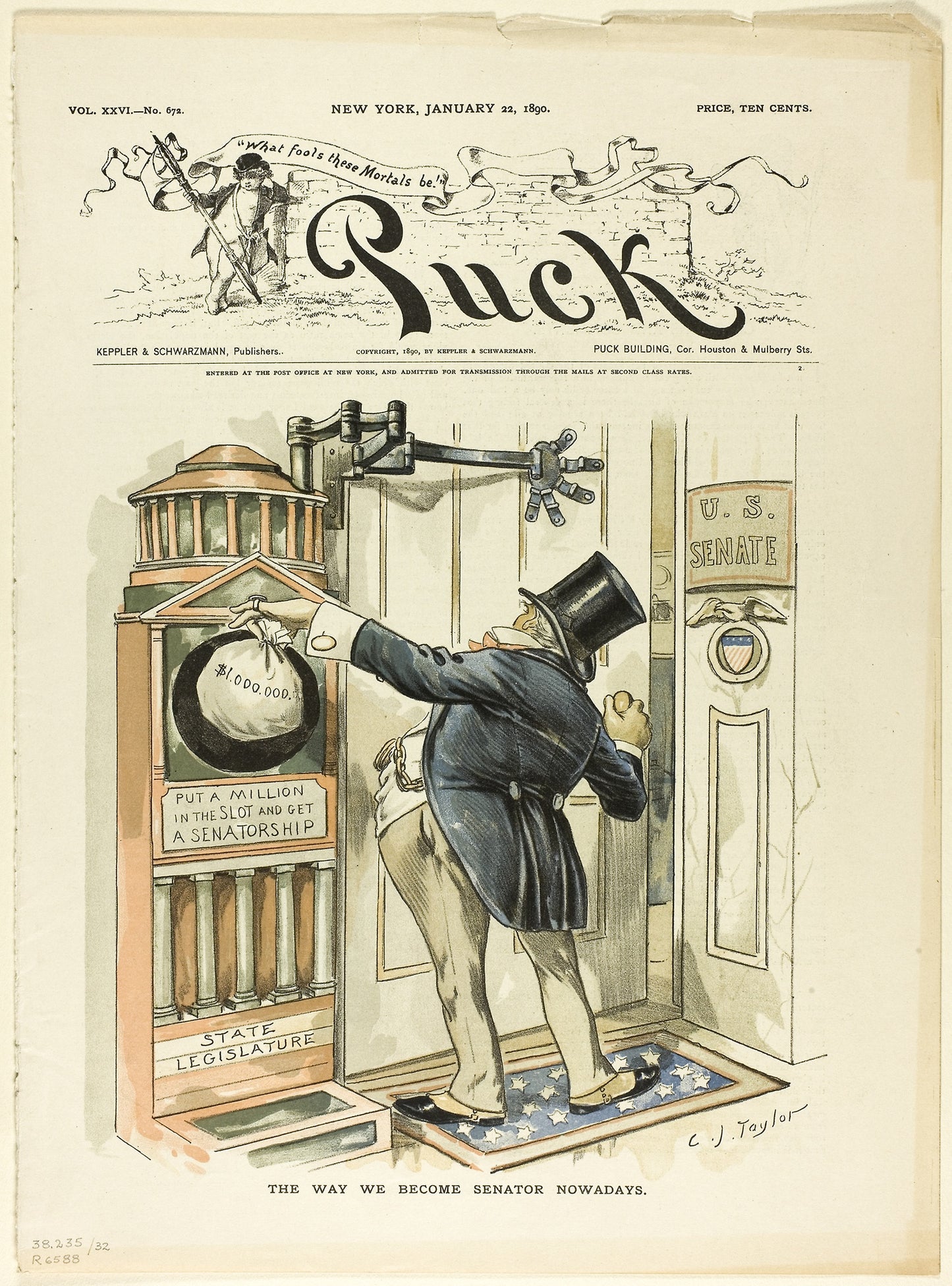 The Way We Become Senators Nowadays, from Puck -  C. Jay Taylor,  Poster Print Wall Art