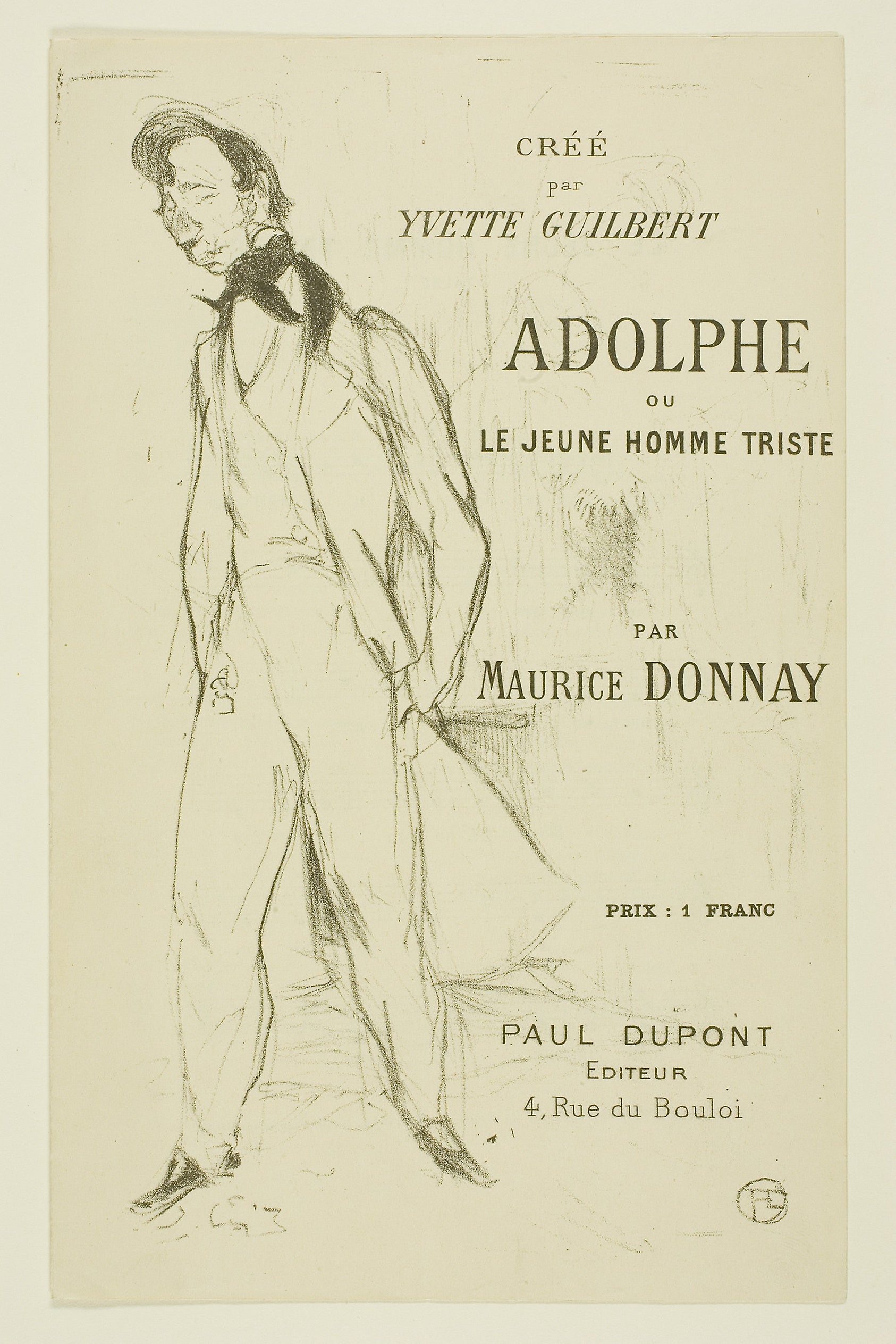 Adolphe—The Sad Young Man: Henri de Toulouse-Lautrec,16x12"(A3) Poster