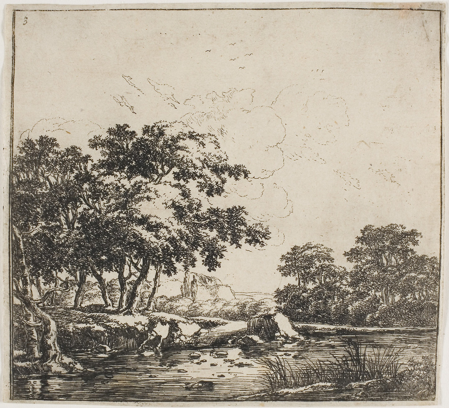 The River in the Forest, plate three from Set of Landscapes -  Herman Naijwincx,  Poster Print Wall Art