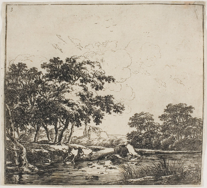 The River in the Forest, plate three from Set of Landscapes: Herman Naijwincx,16x12