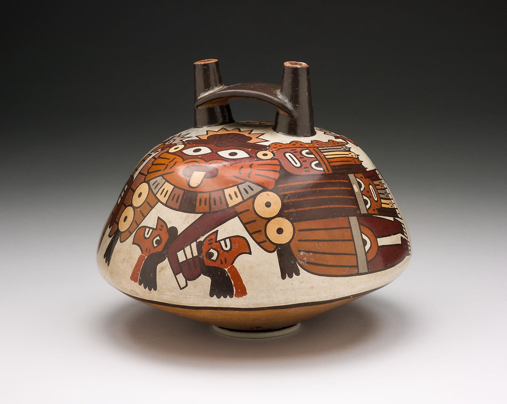 Vessel Depicting a Masked Warrior Holding Trophy Heads: Nazca,16x12"(A3) Poster