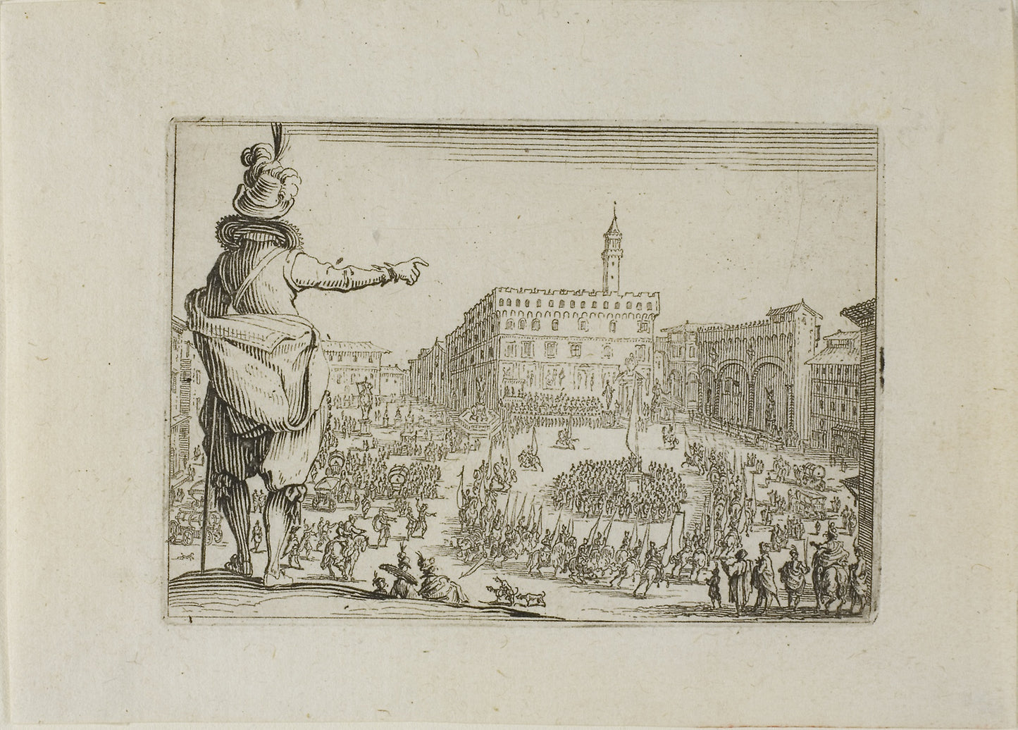 View of Piazza Signoria, from The Caprices -  Jacques Callot,  Poster Print Wall Art