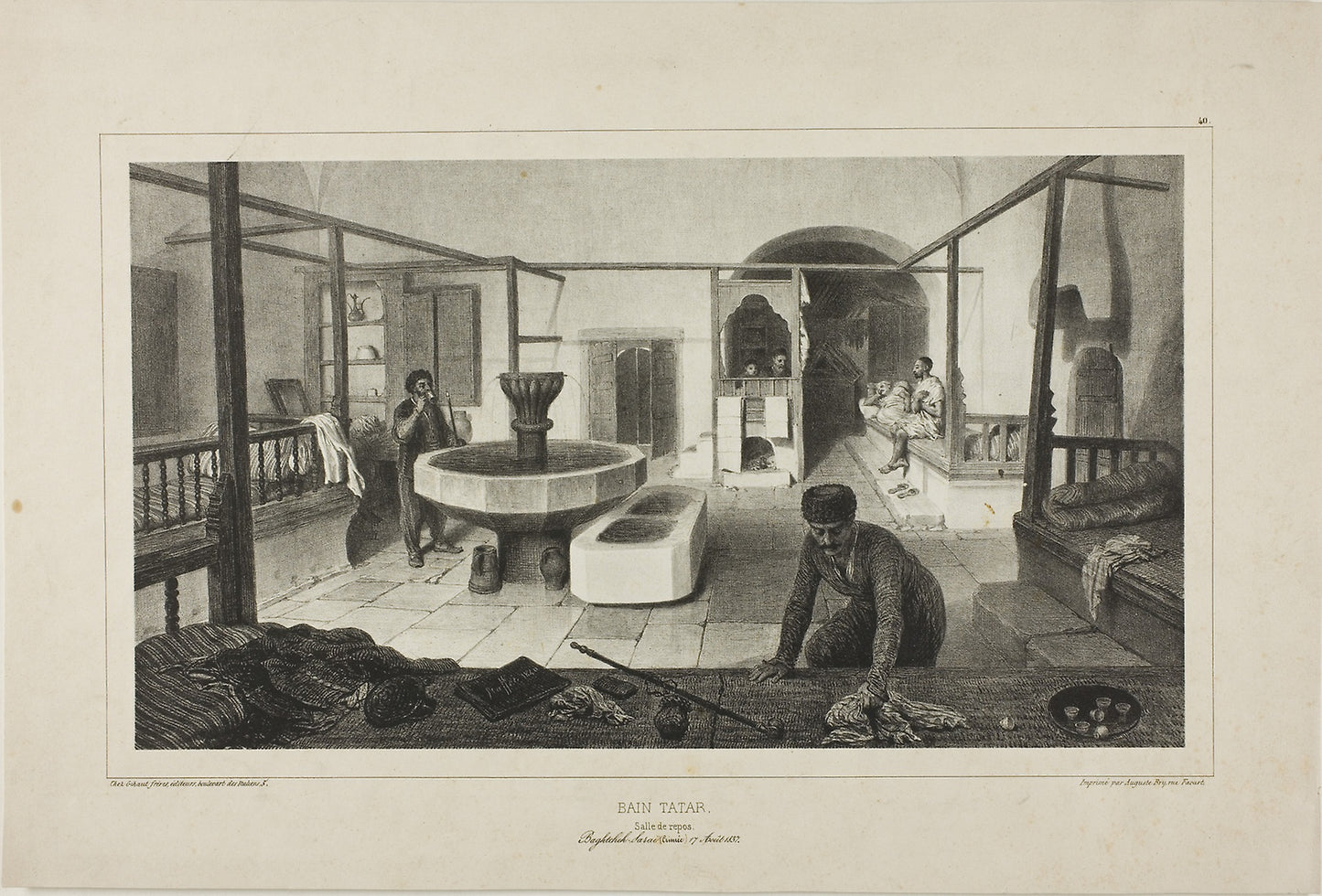 Tartar Bath, Resting Room -  Denis Auguste Marie Raffet (French, 1804-1860),  Poster Print Wall Art