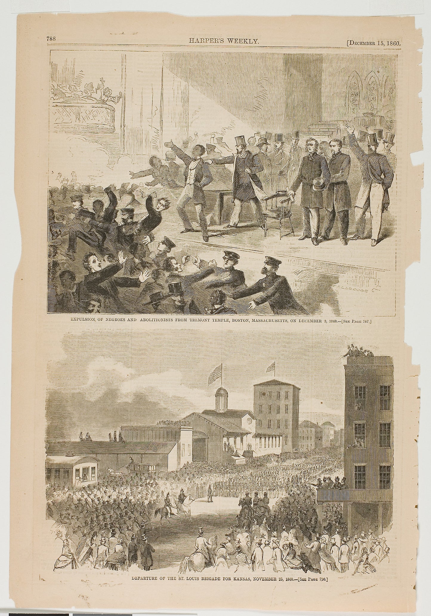 Expulsion of Negroes and Abolitionists from Tremont Temple, Boston, Massachusetts on December 3, 1860 -  Winslow Homer (American, 1836-1910),  Poster Print Wall Art