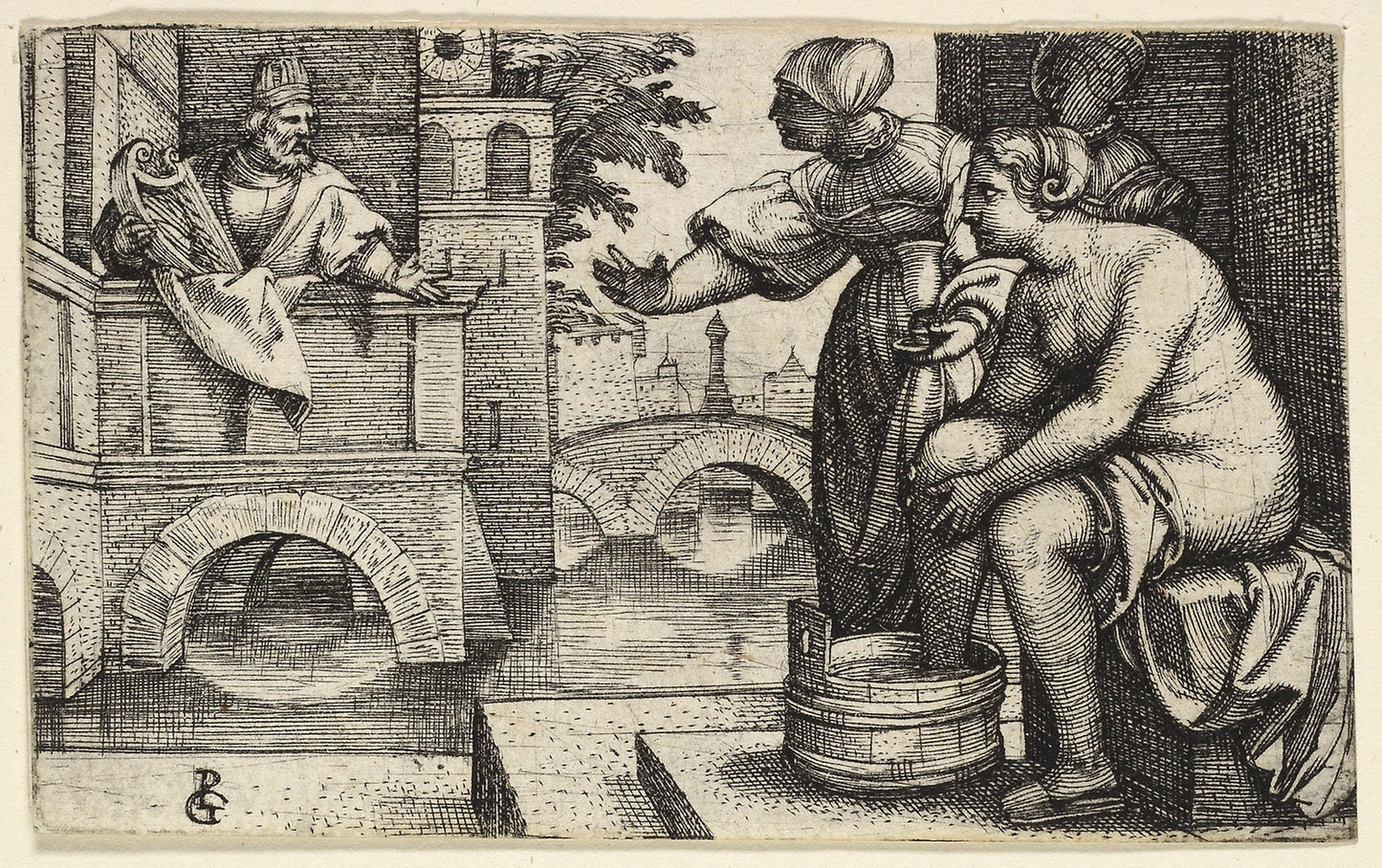 David Observing Bathsheba -  Georg Pencz,  Poster Print Wall Art