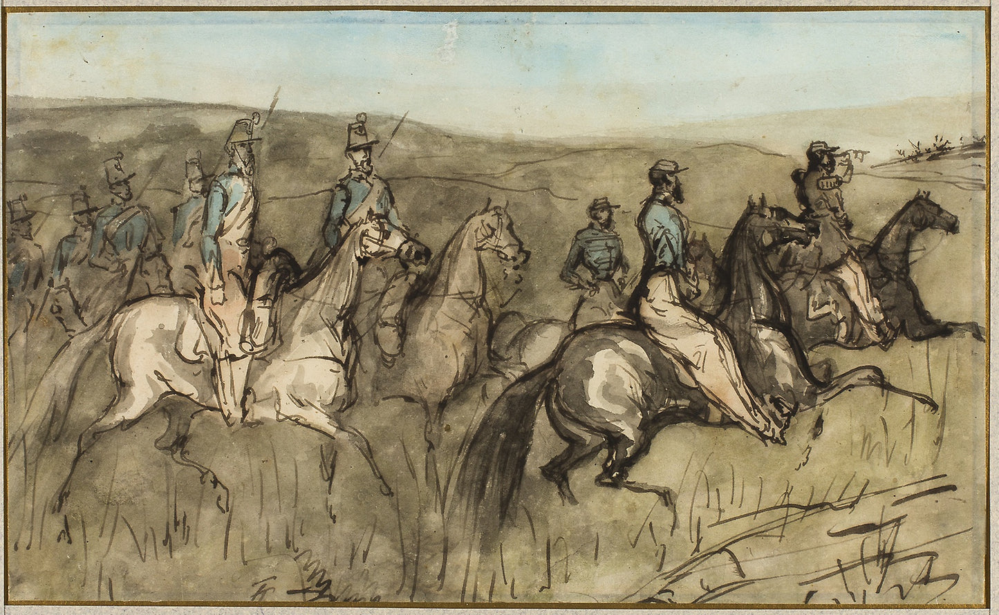 Cavalry Exercise in a Meadow -  Constantin Guys,  Poster Print Wall Art