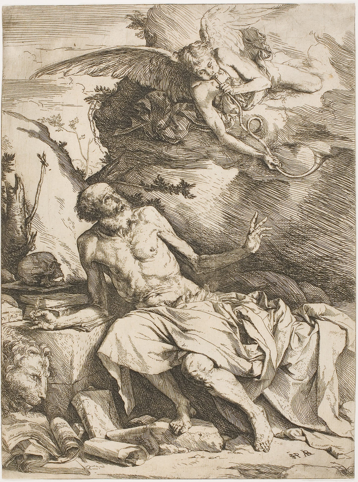 Saint Jerome Listening to the Trumpet of the Last Judgment -  Jusepe de Ribera,  Poster Print Wall Art