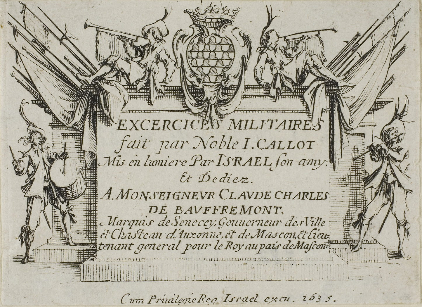 Frontispiece, from The Military Exercises -  Jacques Callot (French, 1592-1635),  Poster Print Wall Art