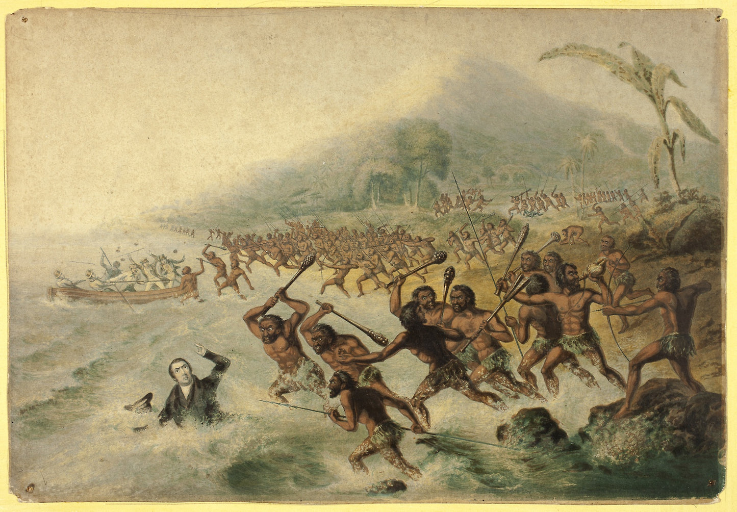 The Massacre of the Lamented Missionary, The Rev. J. Williams and Mr Harris -  George Baxter,  Poster Print Wall Art