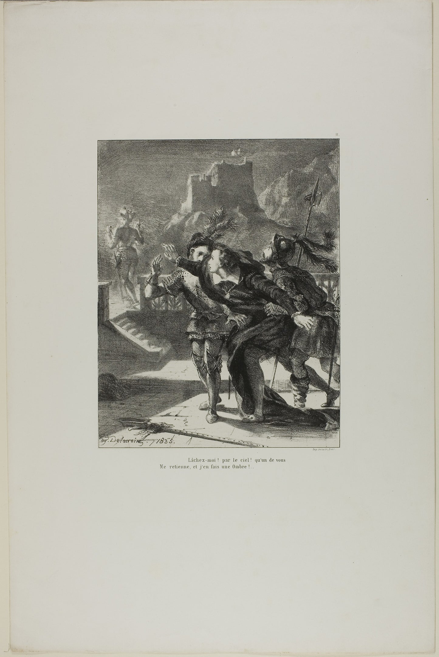 Hamlet Pursuing His Father's Ghost, plate 2 from Hamlet -  Eugène Delacroix,  Poster Print Wall Art