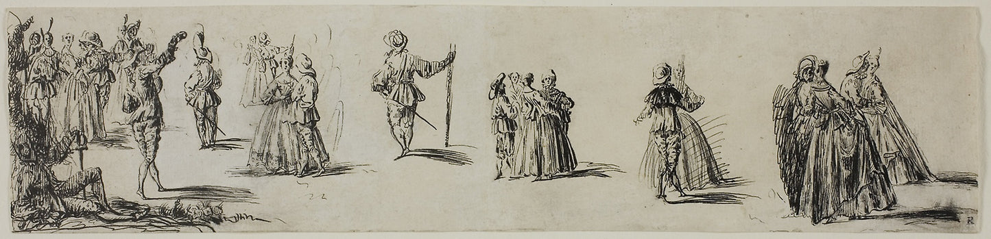 Sketches of Ladies and Gentlemen, Dancers -  Imitator of Jean Antoine Watteau,  Poster Print Wall Art