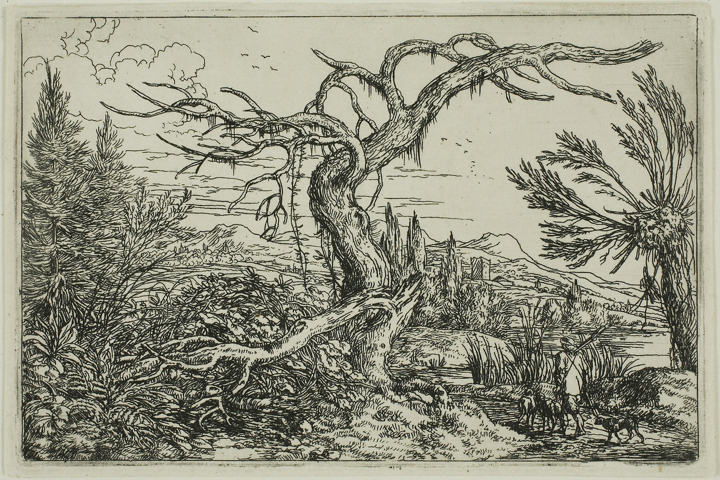Landscape with Hunter and Three Dogs -  Jonas Umbach the Elder,  Poster Print Wall Art
