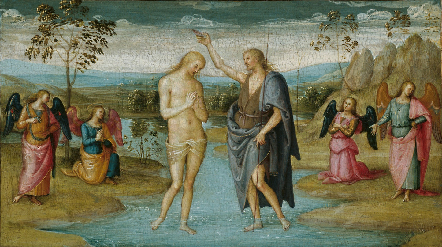 The Baptism of Christ -  Perugino (Pietro di Cristoforo Vannucci),  Poster Print Wall Art