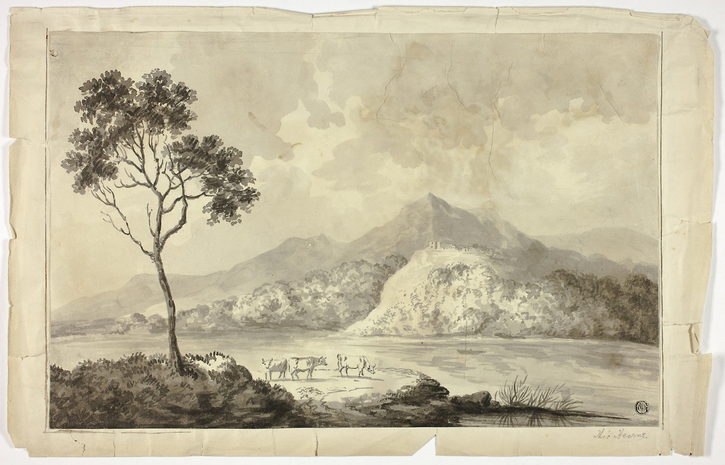 Cows -  Mountain Lake -  Artist unknown,  Poster Print Wall Art