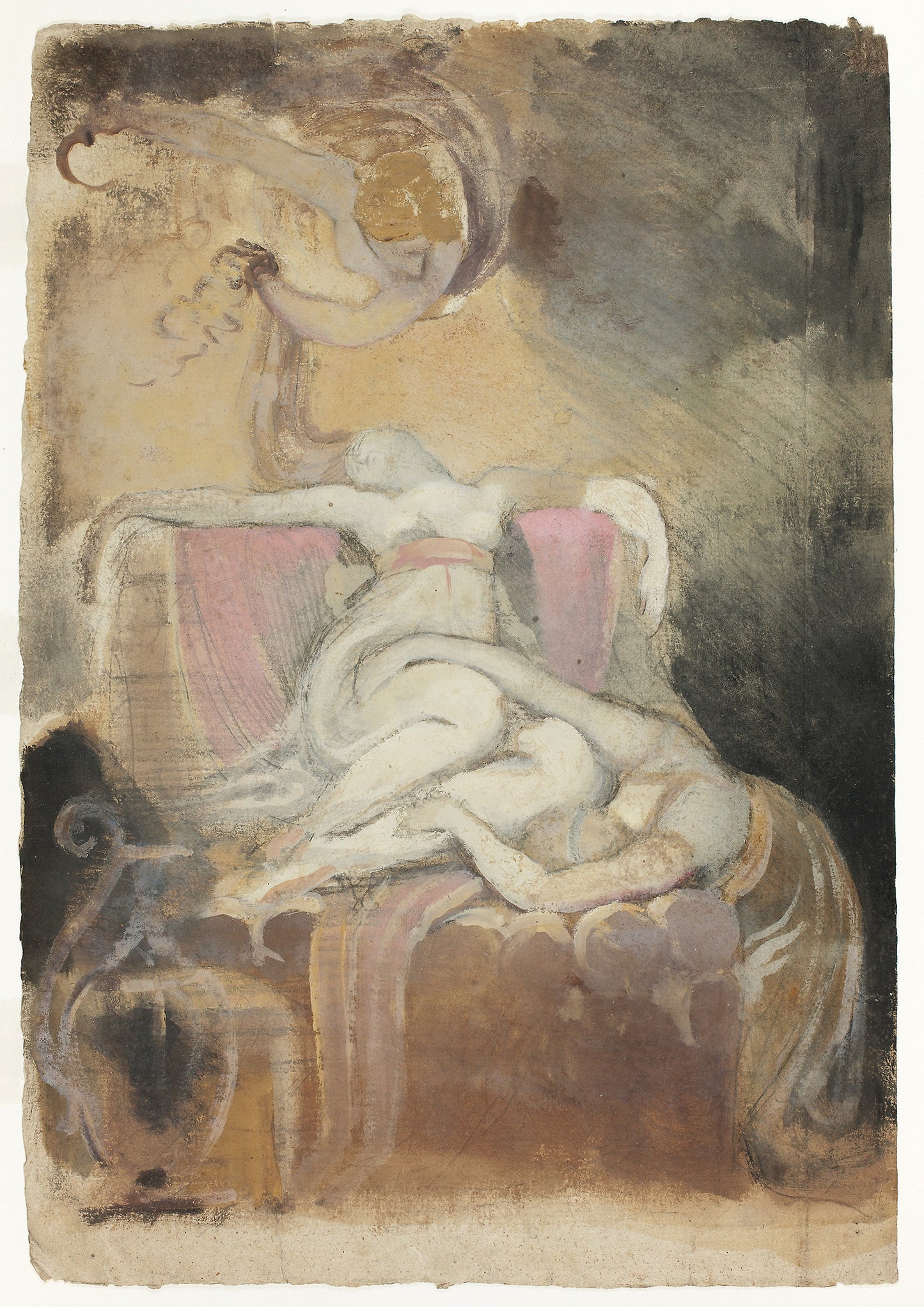 Sketch for 'Dido on the Funeral Pyre' (recto); Erotic Sketch of Man and Woman (verso) -  Henry Fuseli,  Poster Print Wall Art