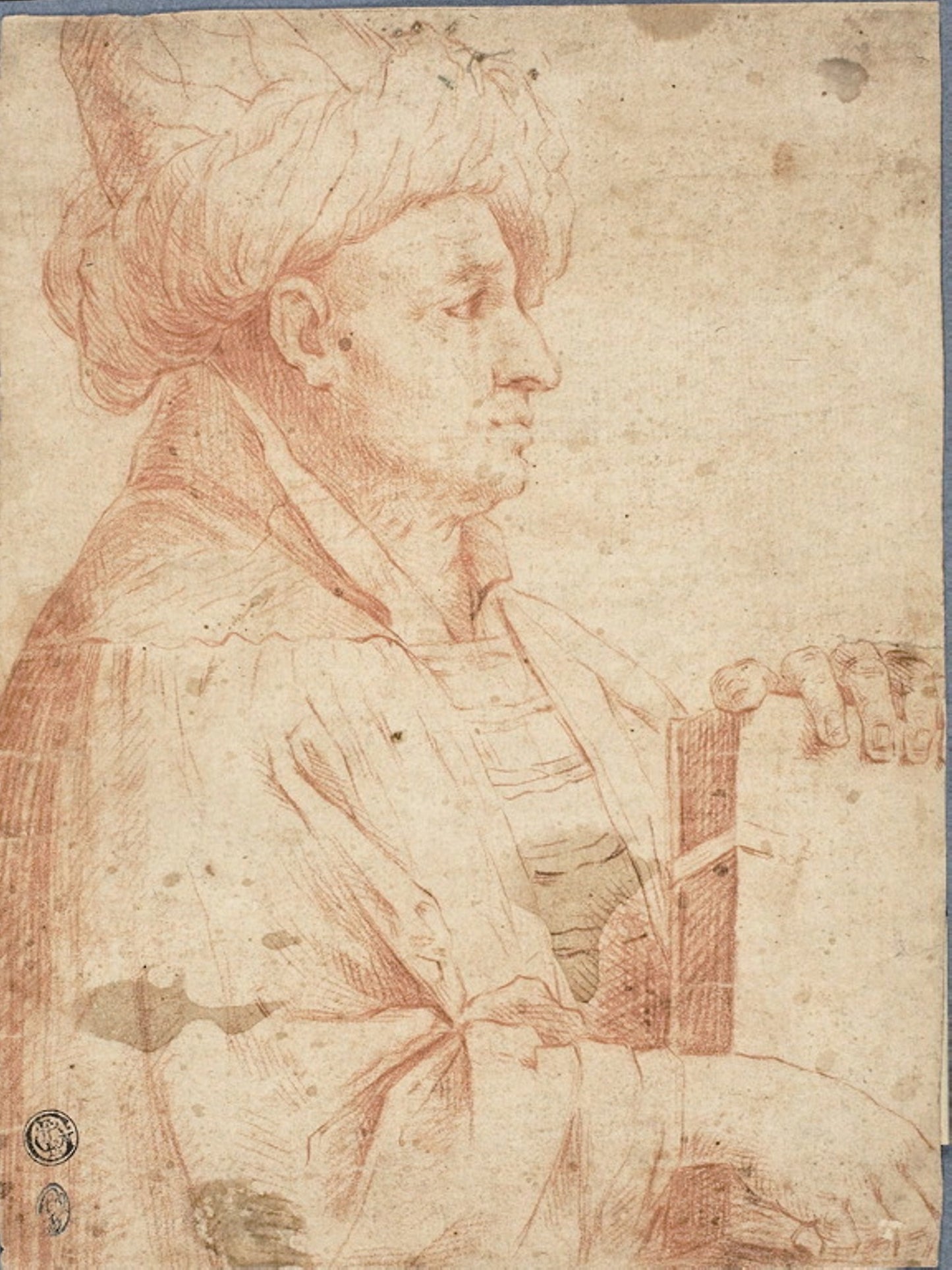 Bust of Turbanned Man with a Book -  After Guercino (Italian, 1591-1666),  Poster Print Wall Art