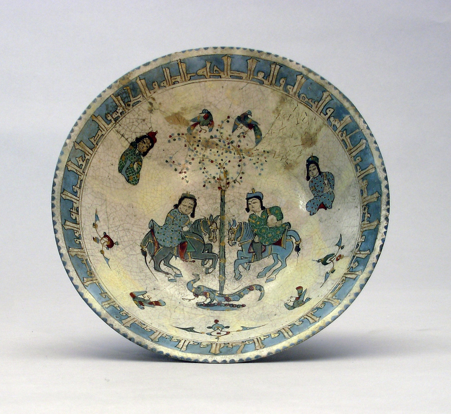 Bowl with Two Figures on Horseback -  Iran,  Poster Print Wall Art