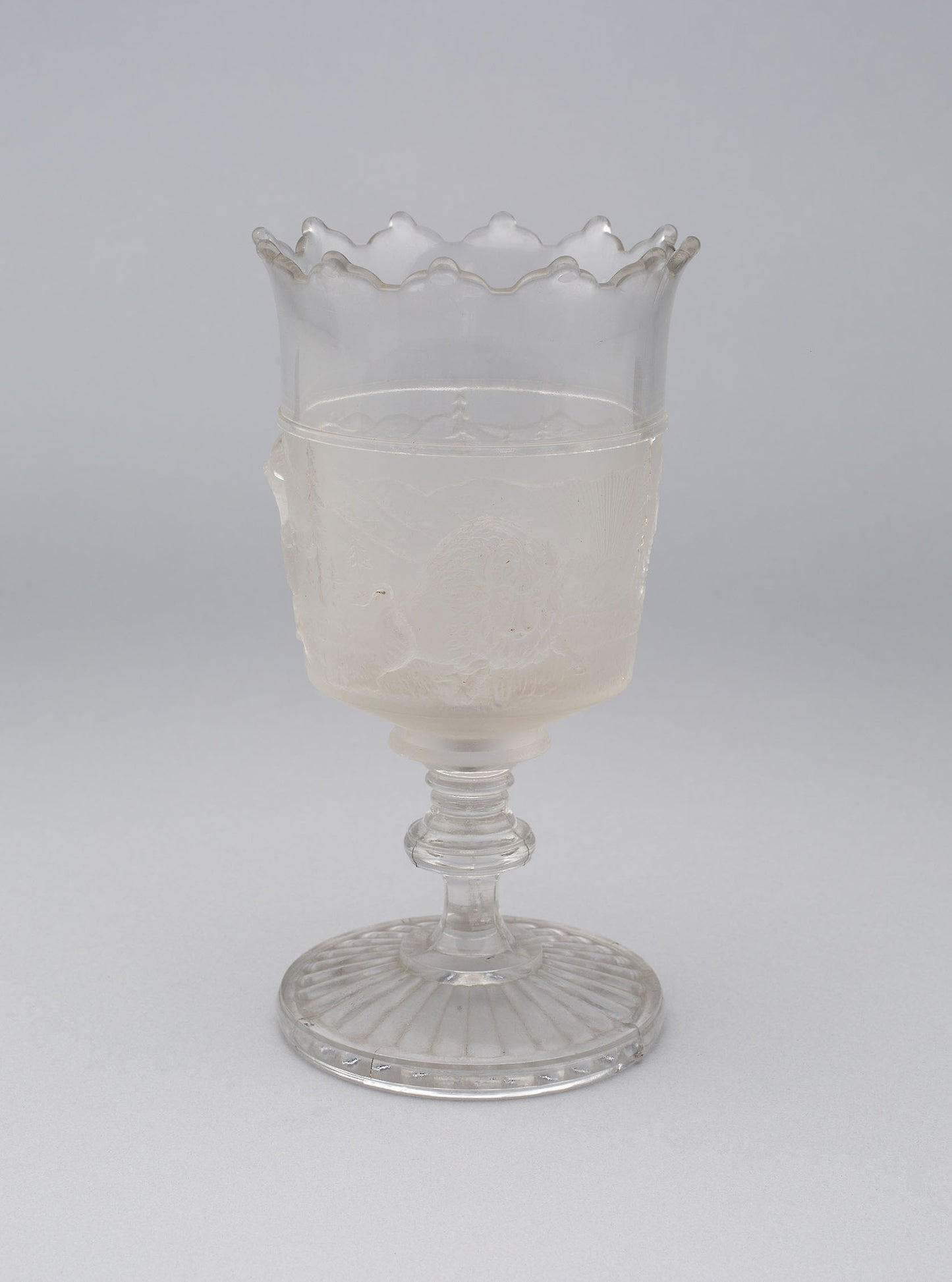 Westward Ho!/Pioneer pattern goblet on pedestal: Gillinder and Sons, 1861–c. 1930, Poster Print Wall Art
