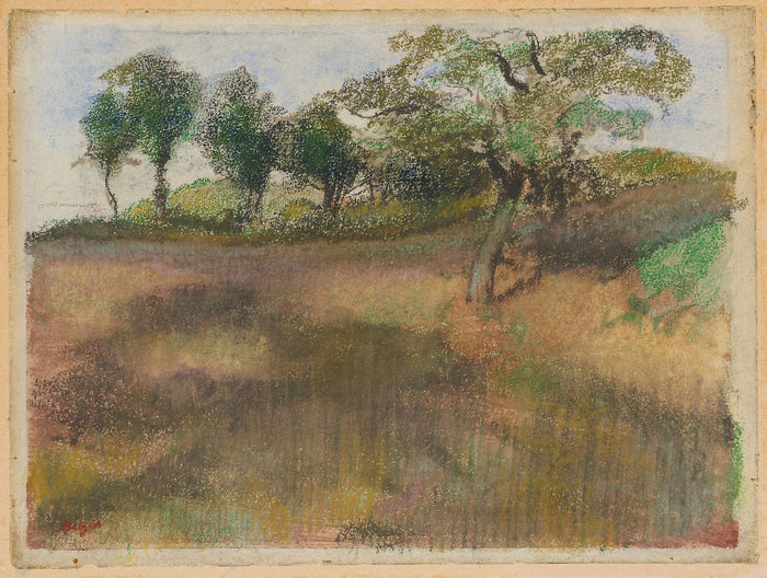 Ploughed Field Bordered: Trees: Edgar Degas,16x12